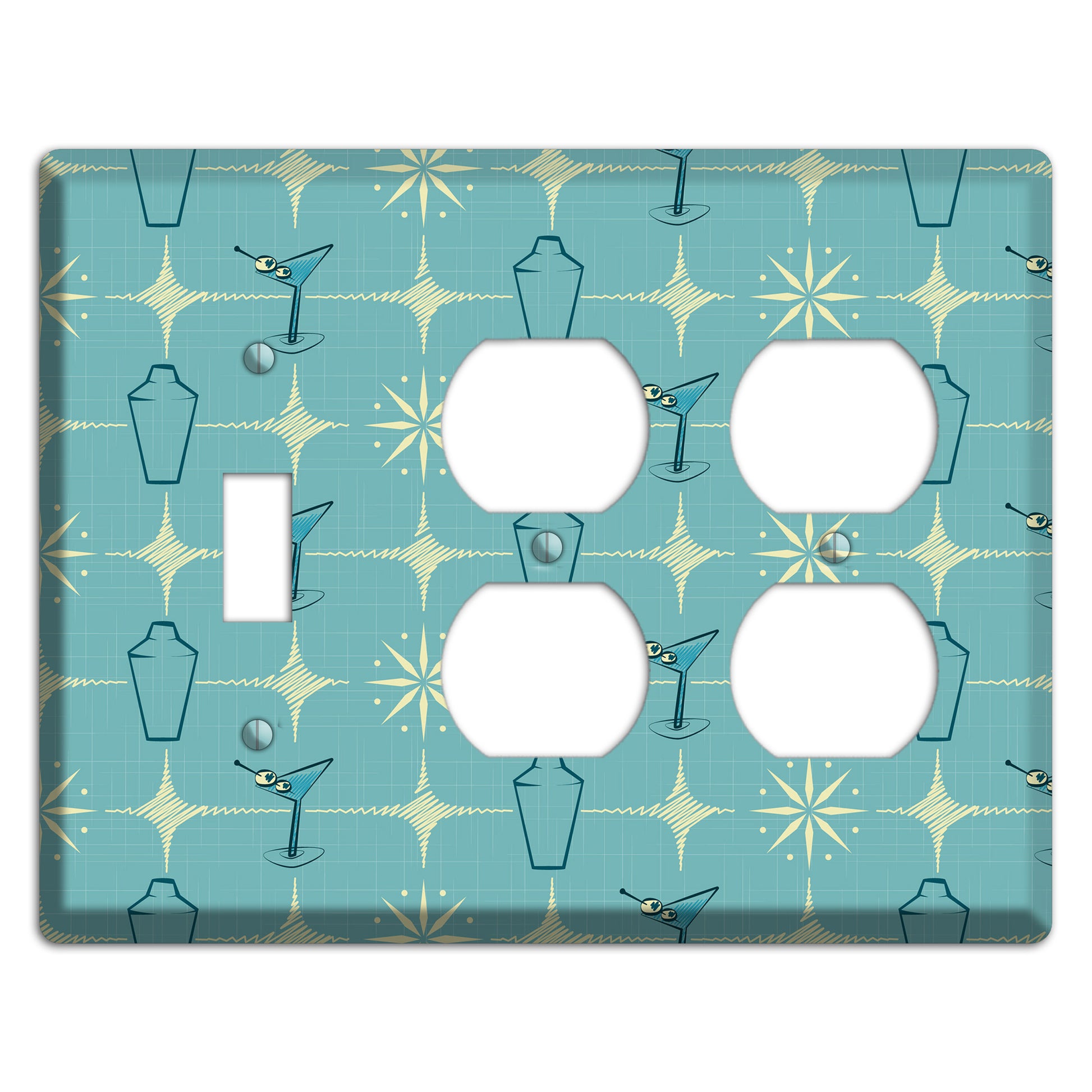 Blue Shaker and Martini Toggle / 2 Duplex Wallplate
