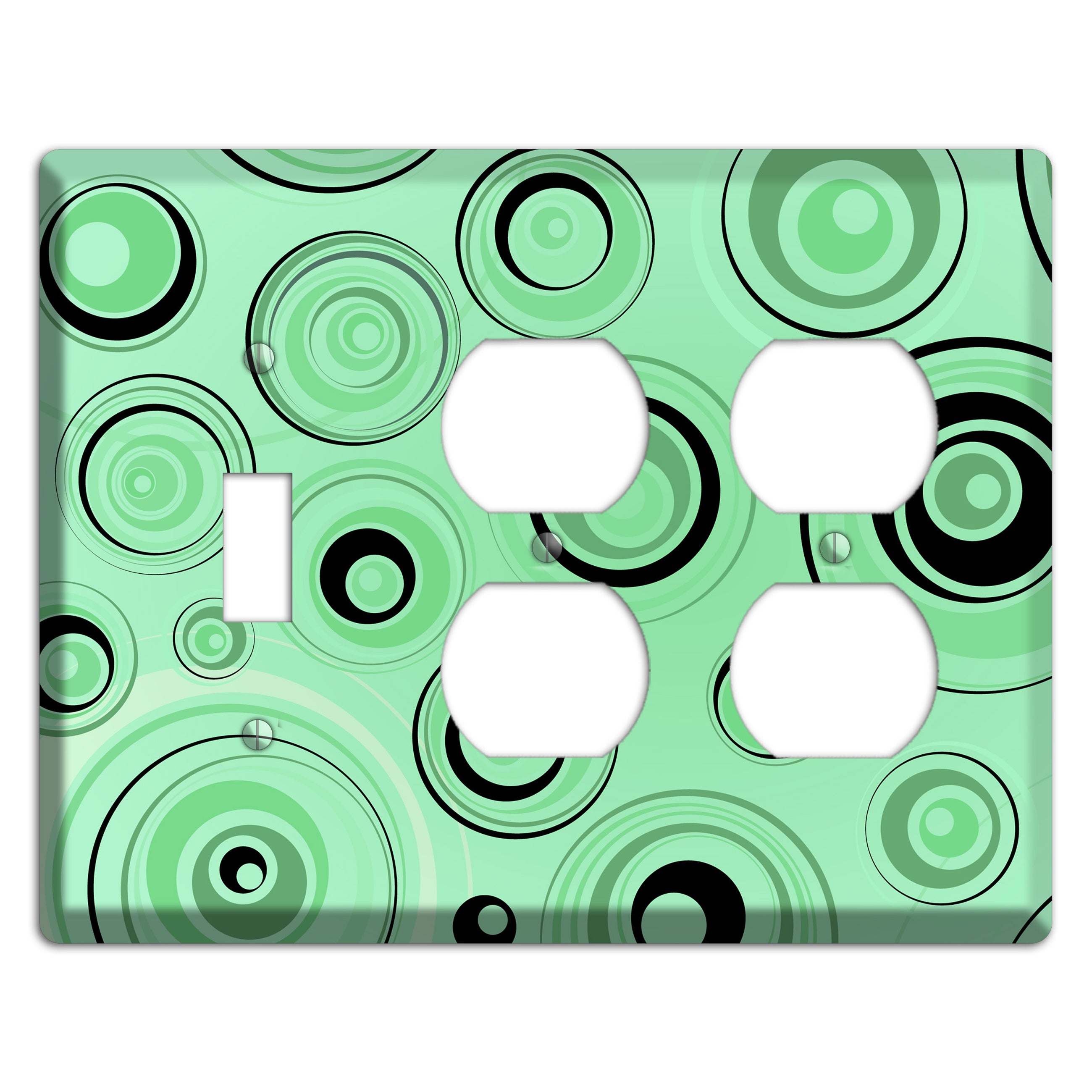Mint Green Circles Toggle / 2 Duplex Wallplate