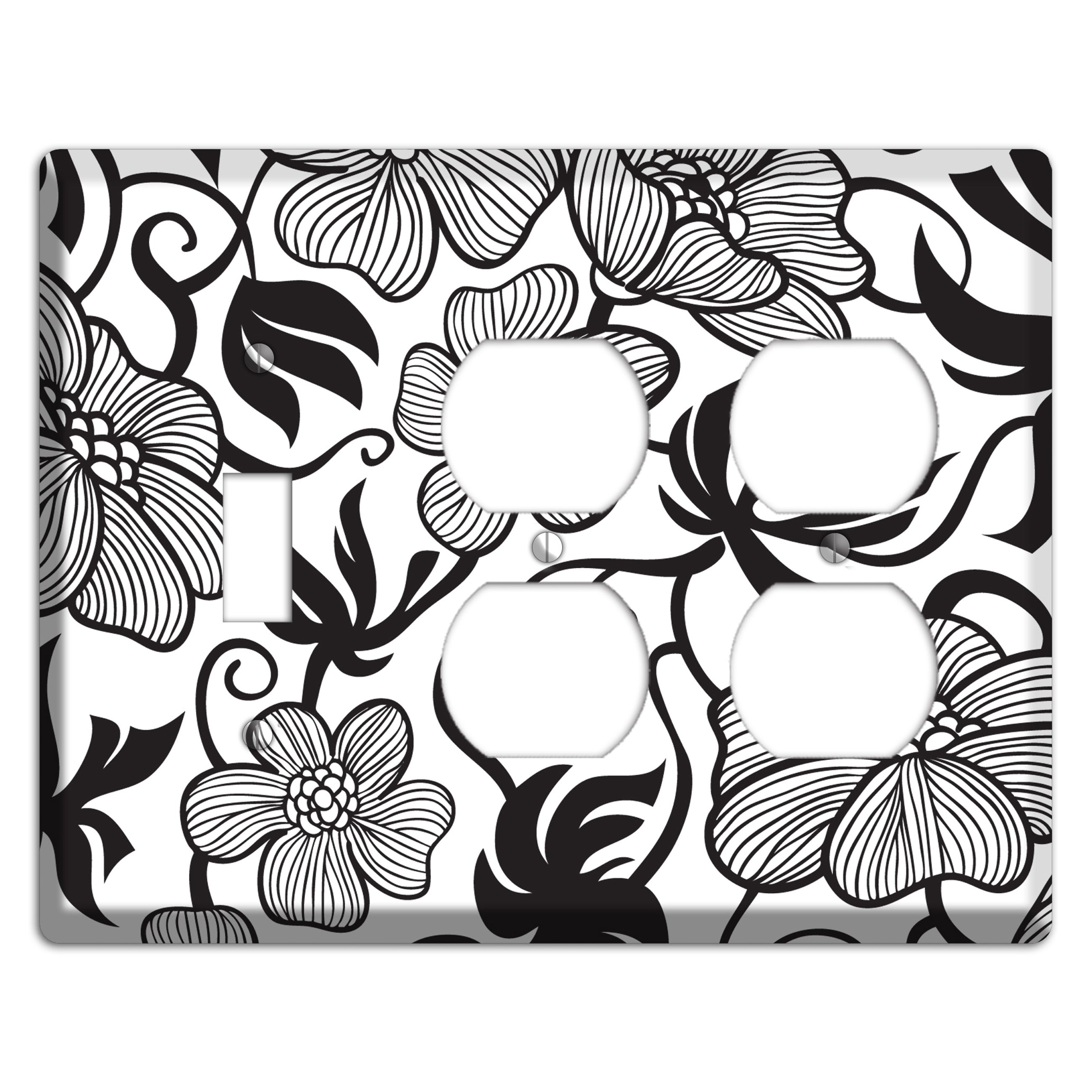 White with Black Tropical Toggle / 2 Duplex Wallplate