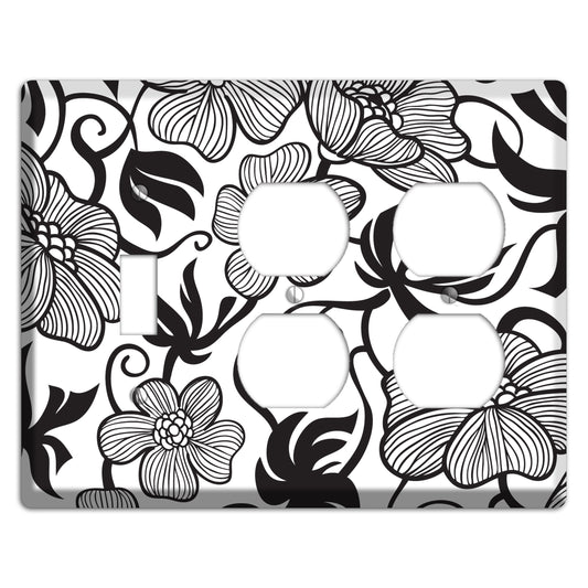 White with Black Tropical Toggle / 2 Duplex Wallplate