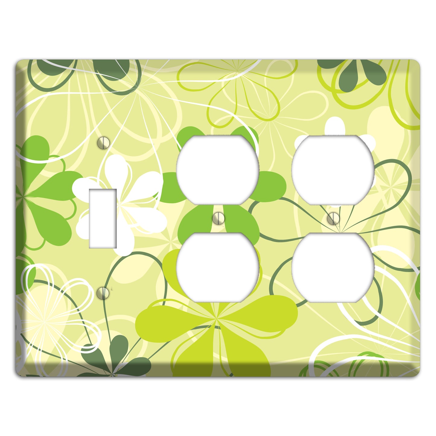 Green Retro Flowers Toggle / 2 Duplex Wallplate