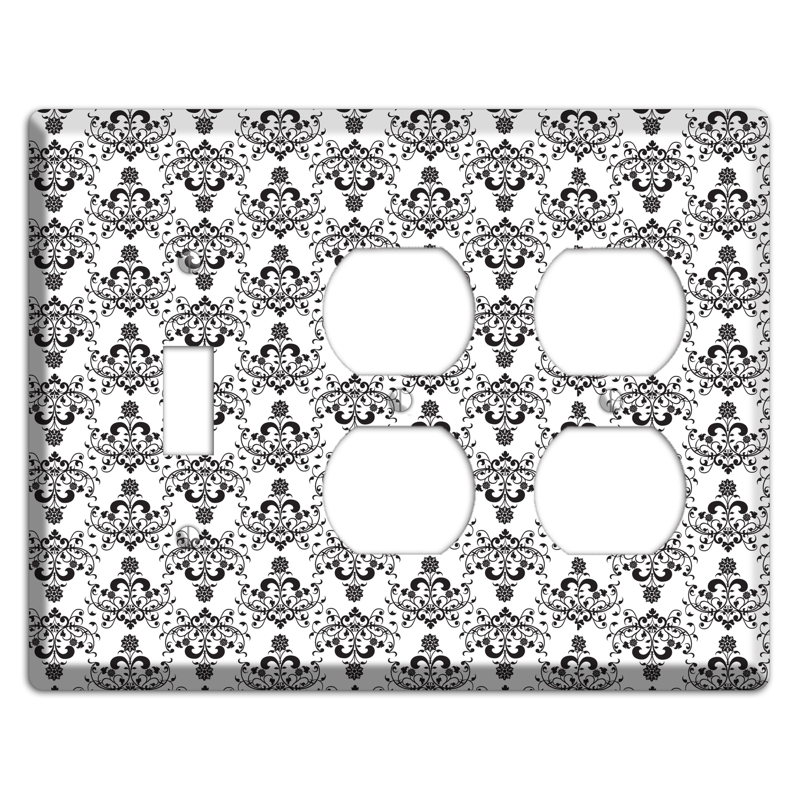 White with Black Cartouche Half Drop Toggle / 2 Duplex Wallplate