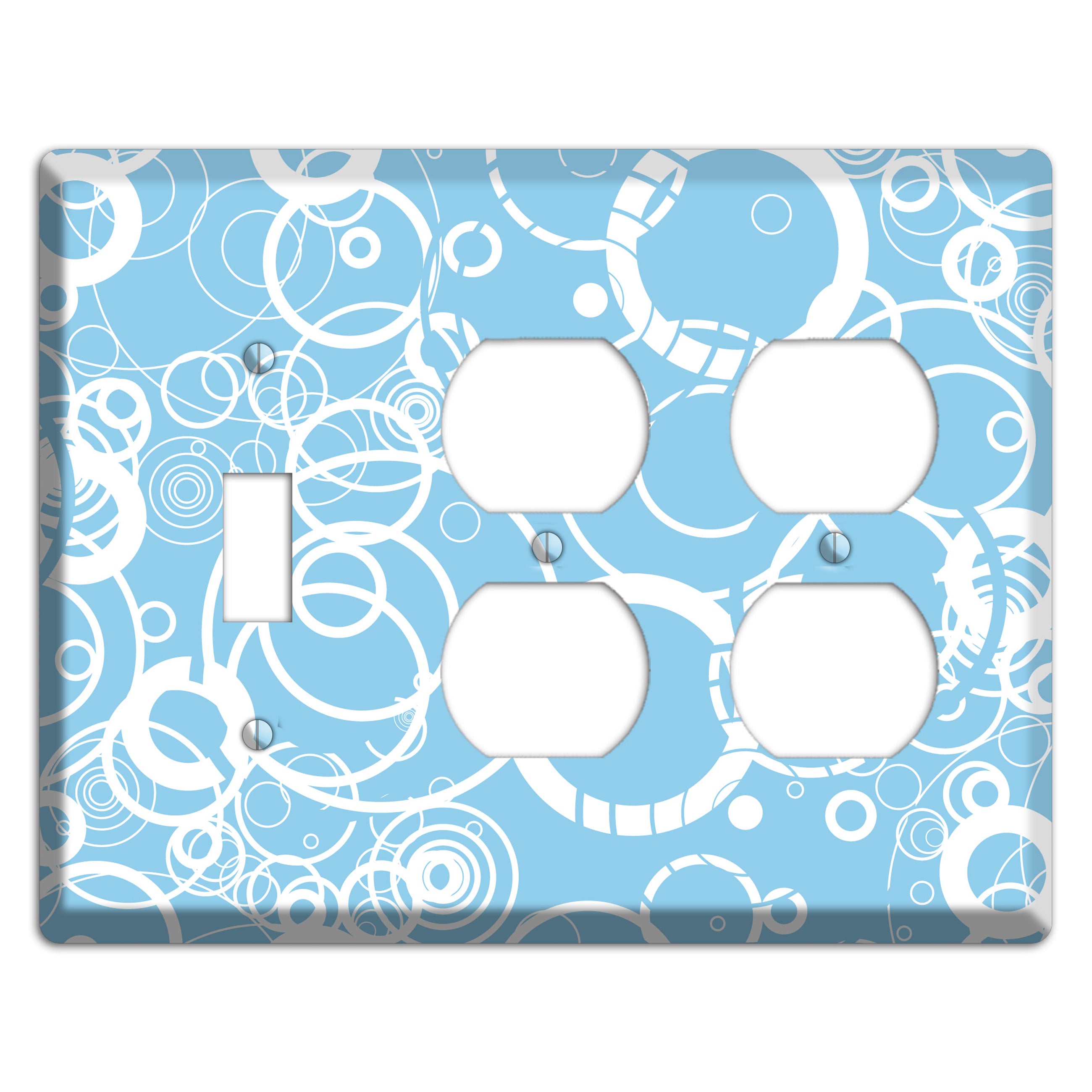 Light Blue Circles Toggle / 2 Duplex Wallplate