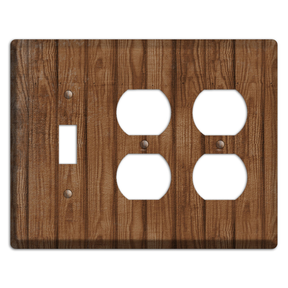 Old Copper Weathered Wood Toggle / 2 Duplex Wallplate