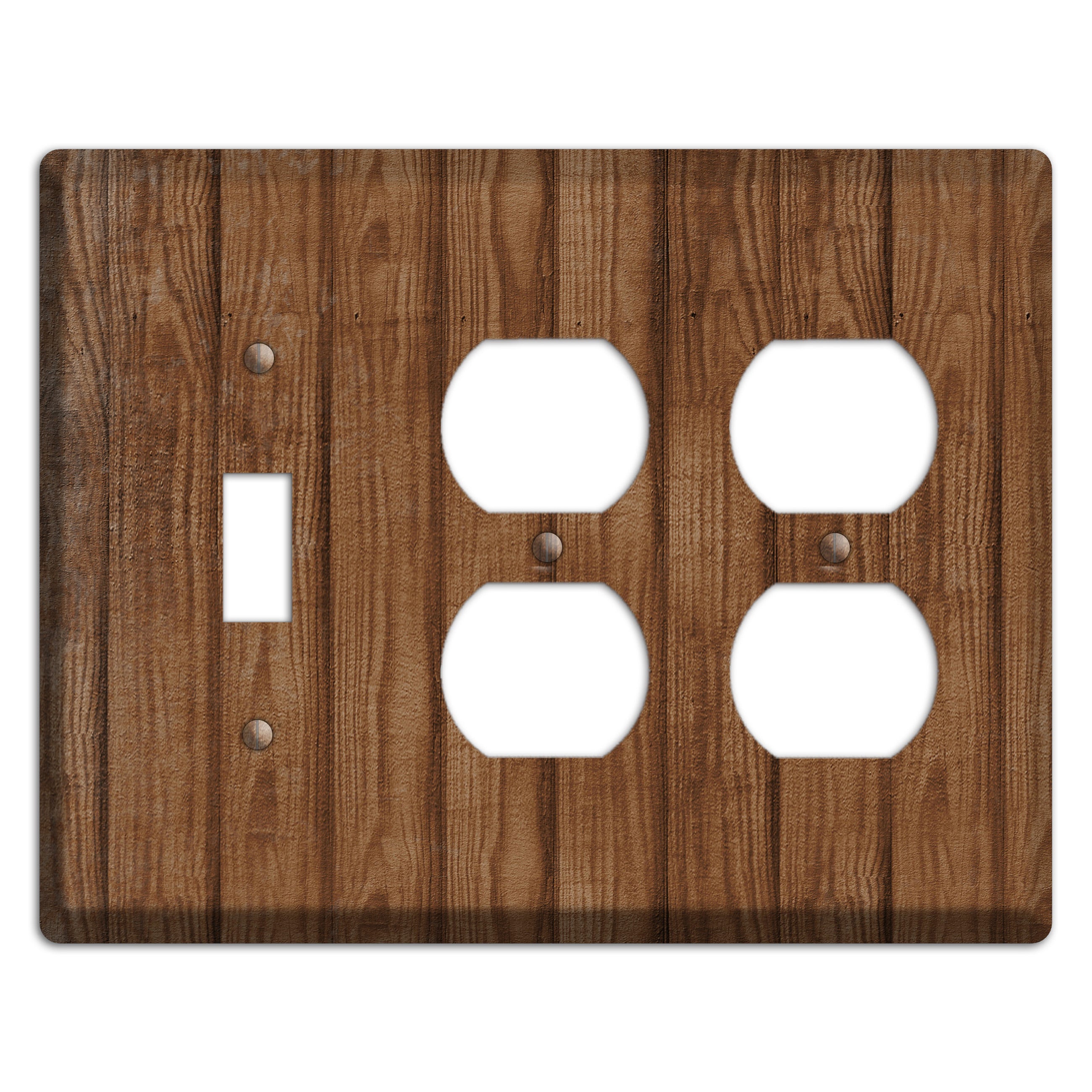 Old Copper Weathered Wood Toggle / 2 Duplex Wallplate