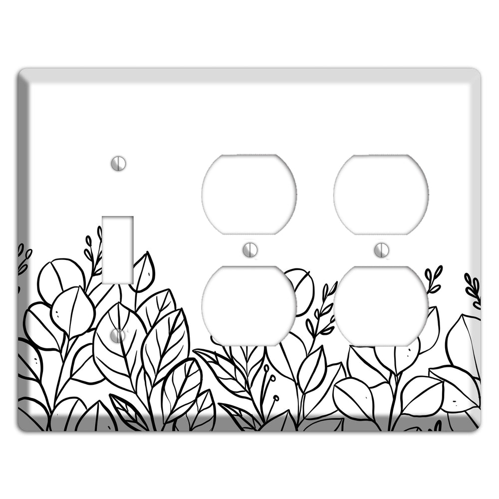 Hand-Drawn Floral 15 Toggle / 2 Duplex Wallplate