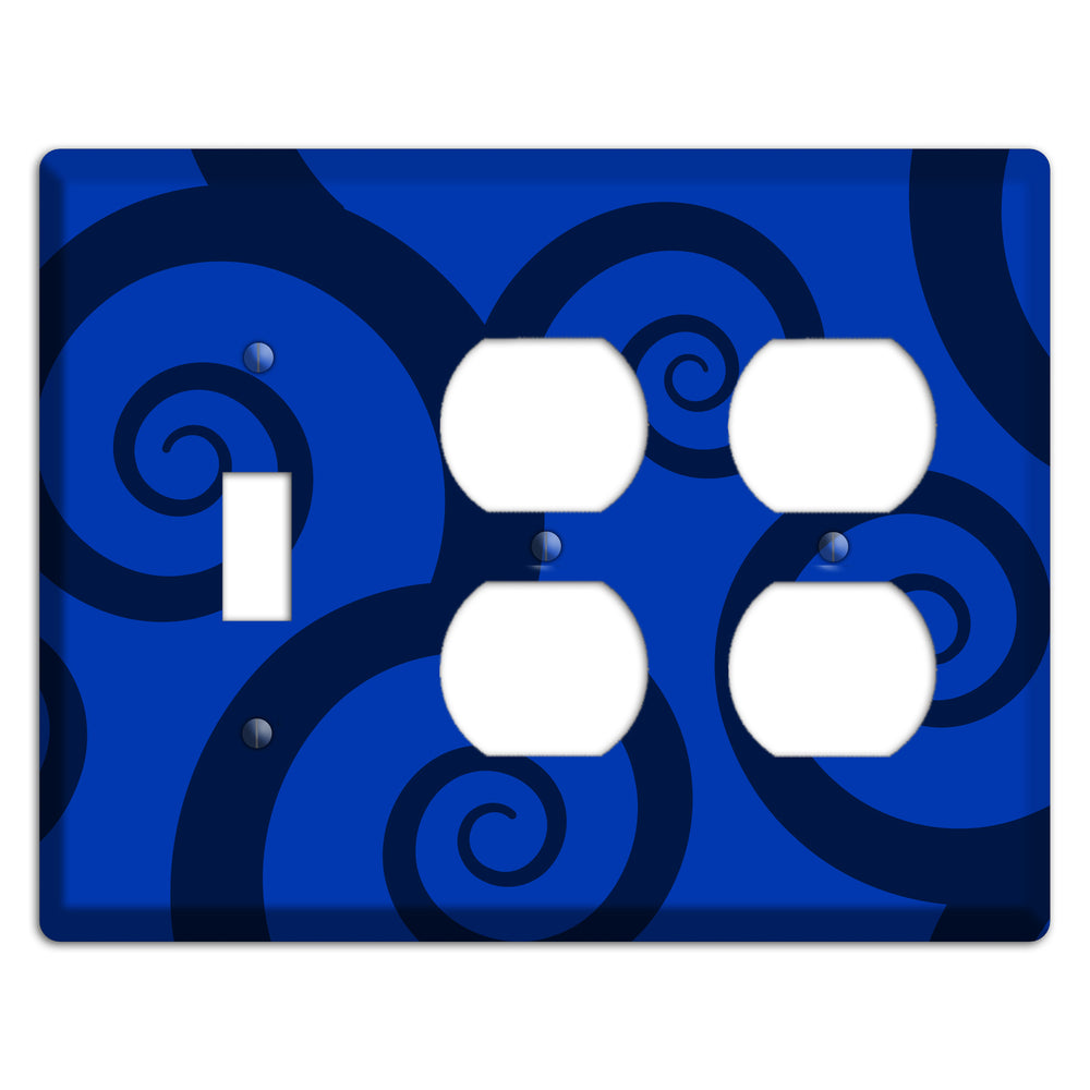 Blue Large Swirl Toggle / 2 Duplex Wallplate