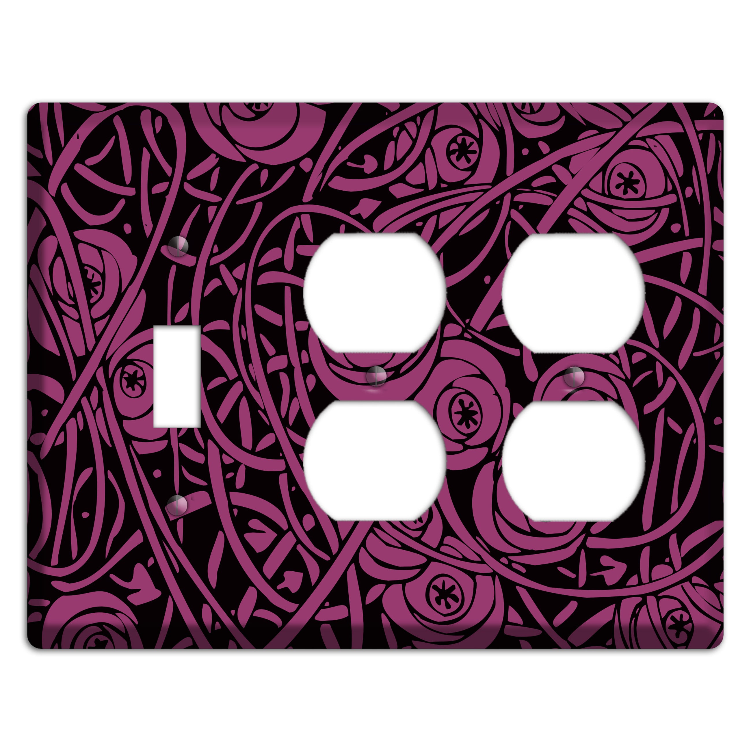 Fuschia Deco Floral Toggle / 2 Duplex Wallplate