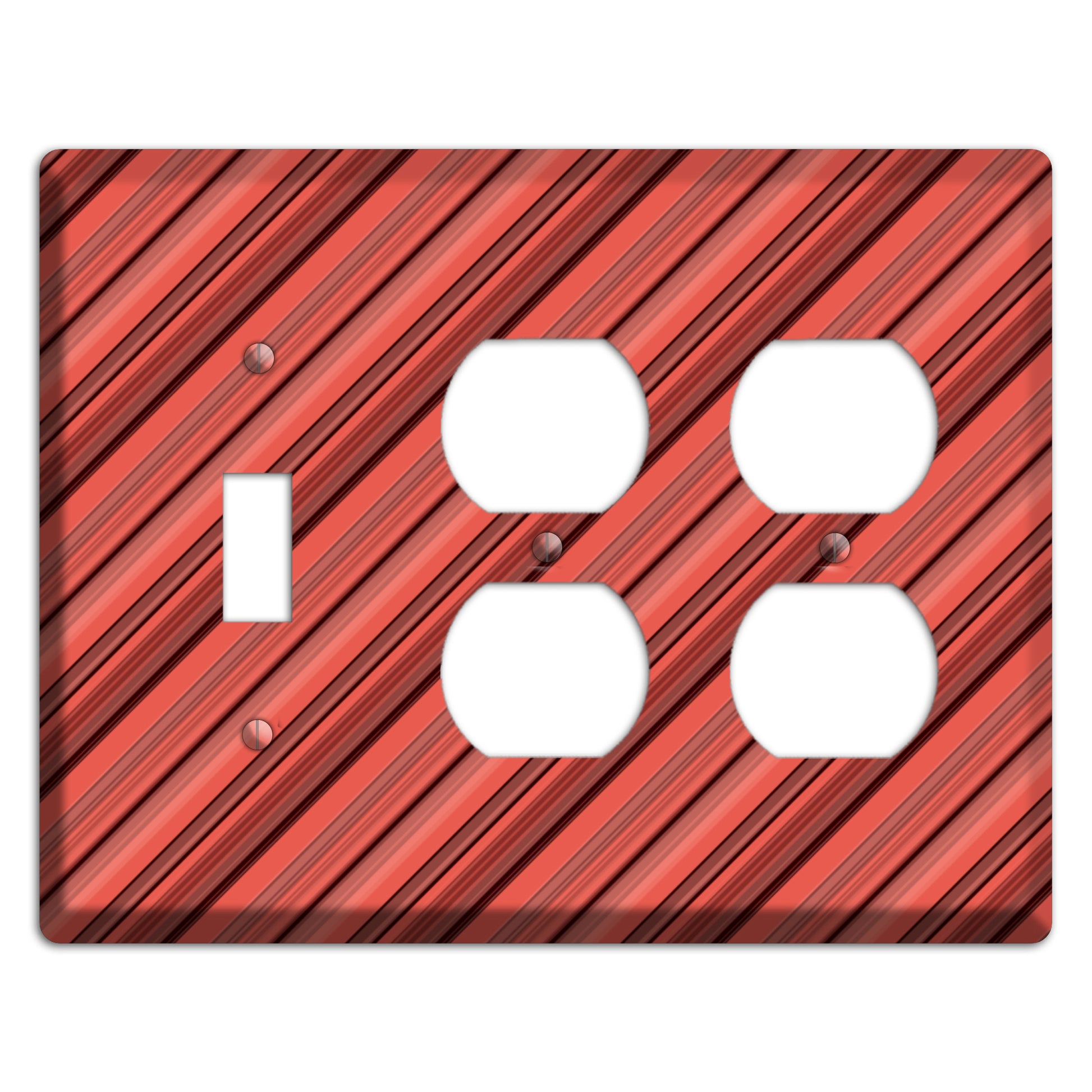 Red Stripes 2 Toggle / 2 Duplex Wallplate