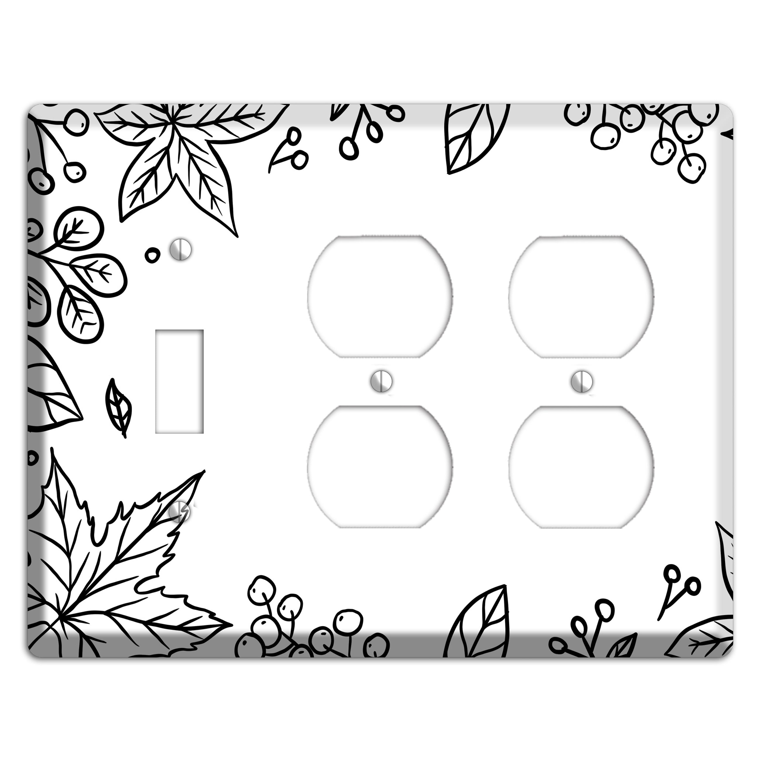 Hand-Drawn Floral 25 Toggle / 2 Duplex Wallplate