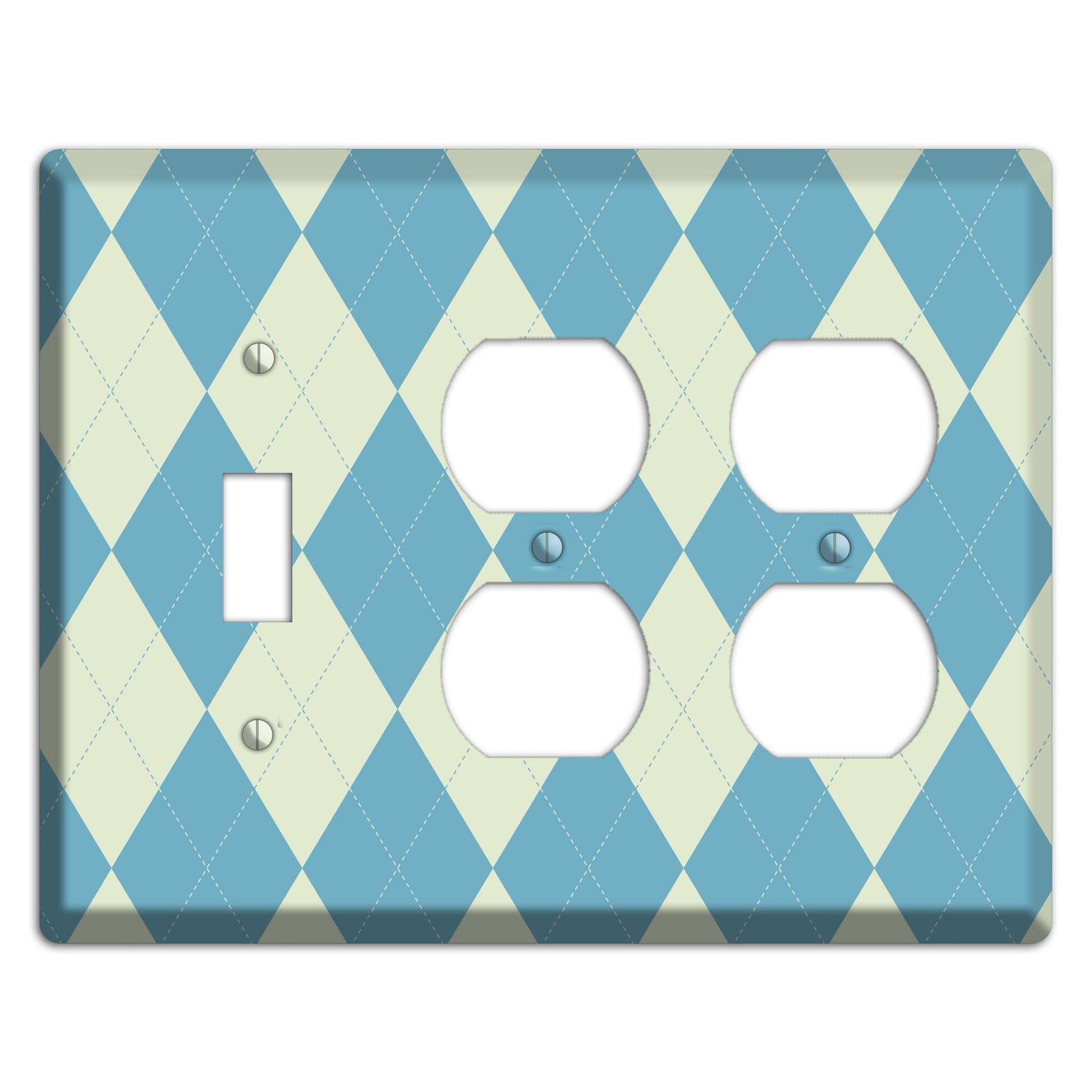 Mustard and Black Plaid Toggle / 2 Duplex Wallplate