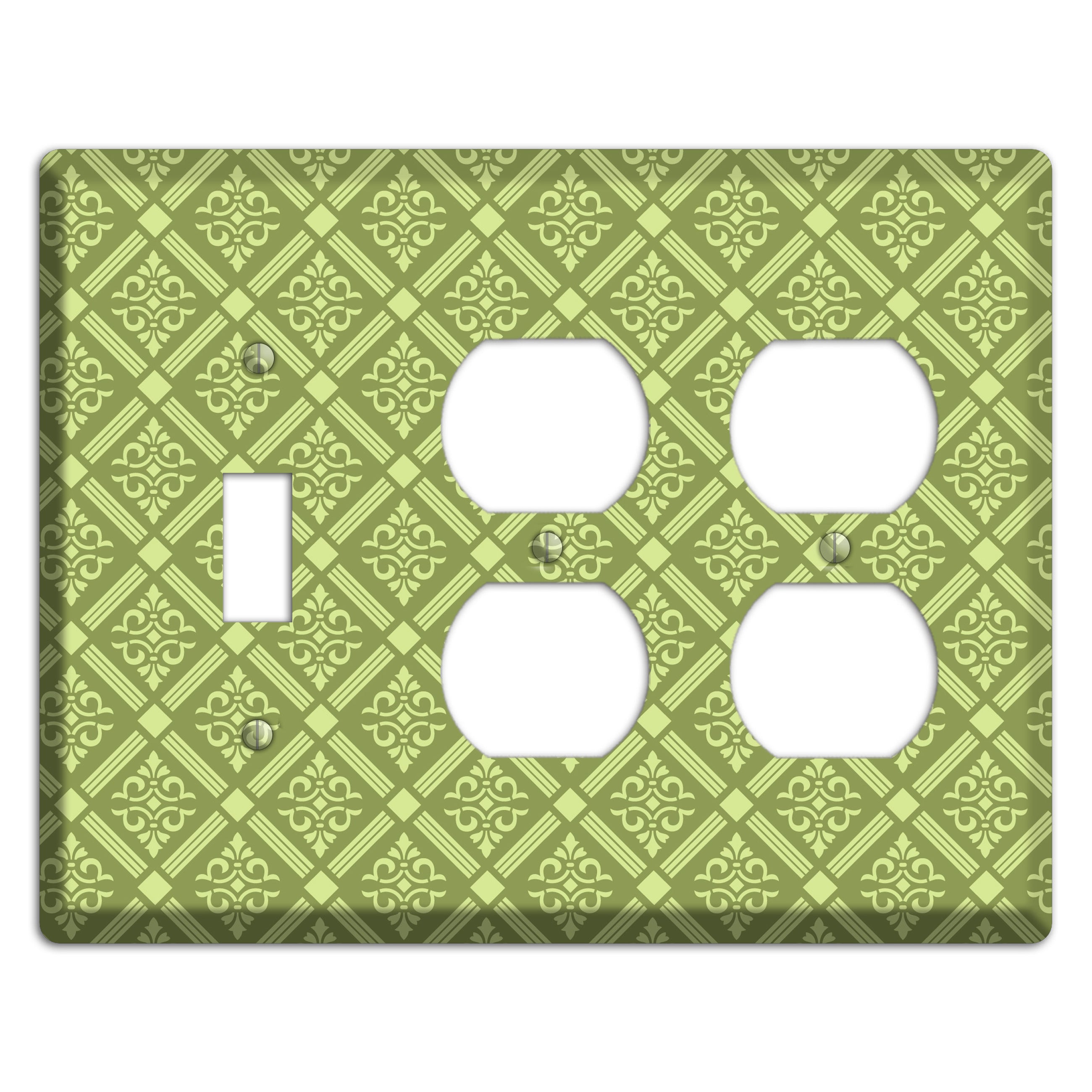 Green Damask diamonds Toggle / 2 Duplex Wallplate
