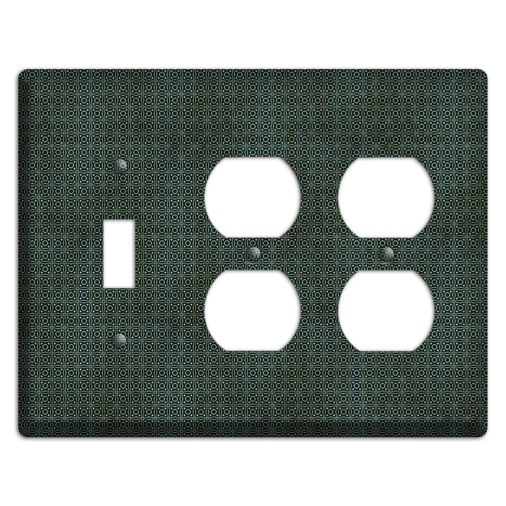 Dark Green Grunge Tiny Tiled Tapestry 4 Toggle / 2 Duplex Wallplate