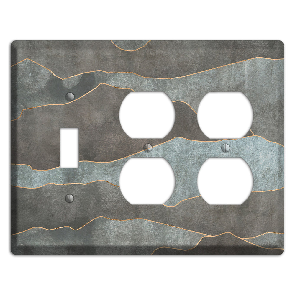 Dusty Blue Mountain Range Toggle / 2 Duplex Wallplate