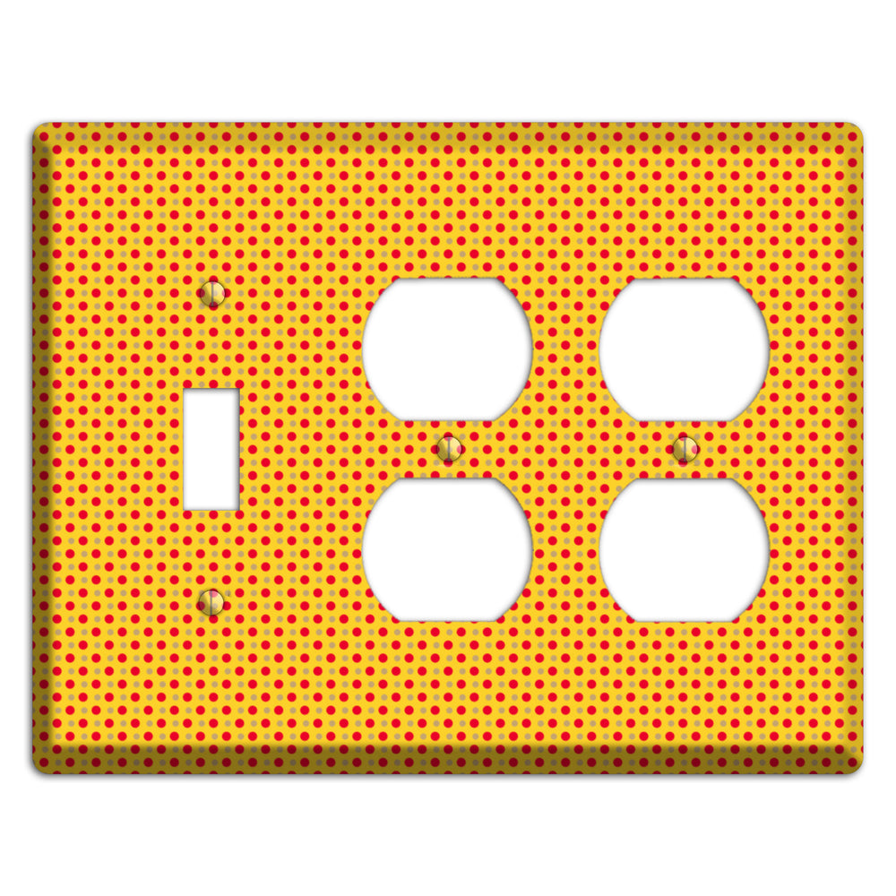 Orange with Maroon Tiny Polka Dots Toggle / 2 Duplex Wallplate
