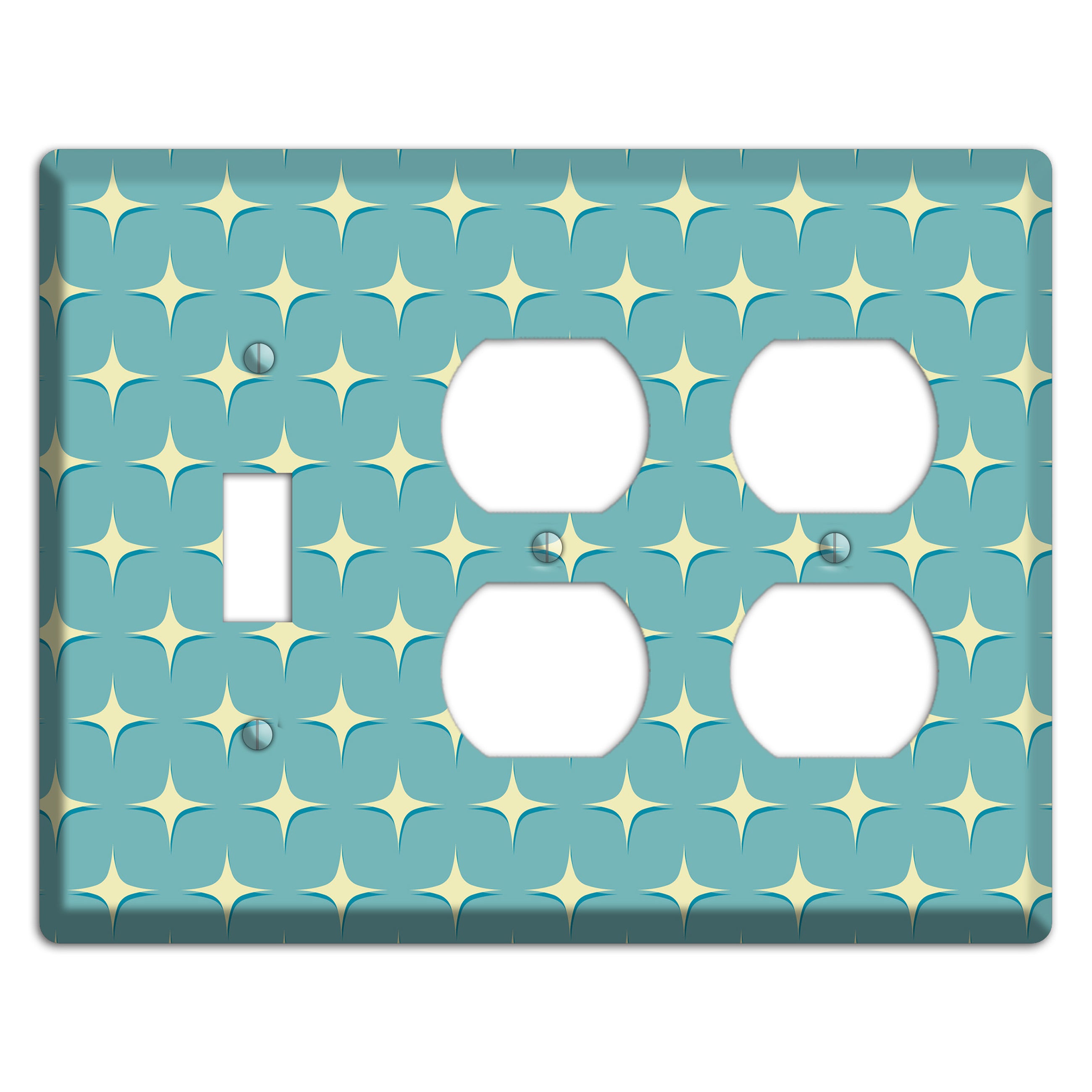 Yellow Atomic Diamond Toggle / 2 Duplex Wallplate