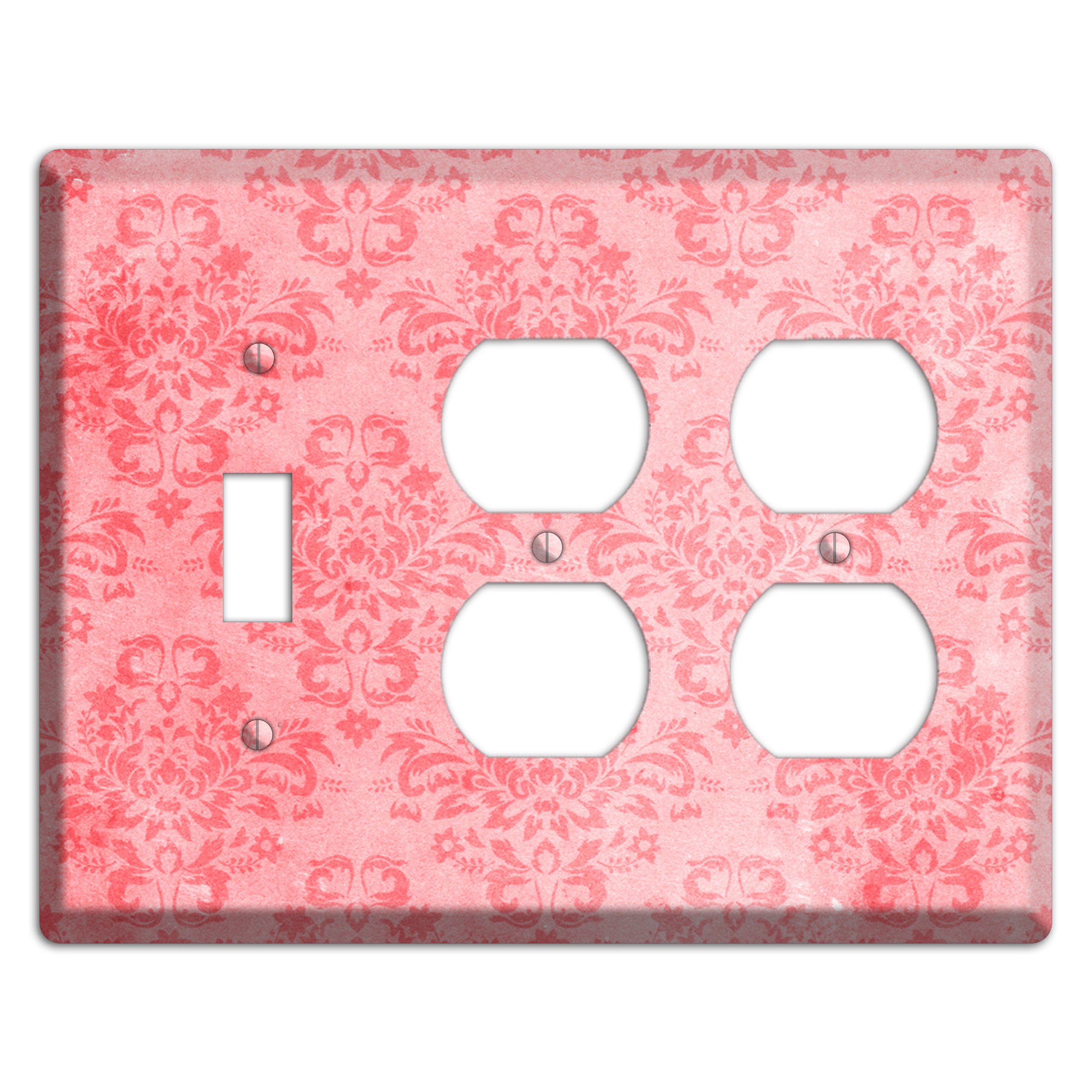 Rose Bud Soft Coral Toggle / 2 Duplex Wallplate