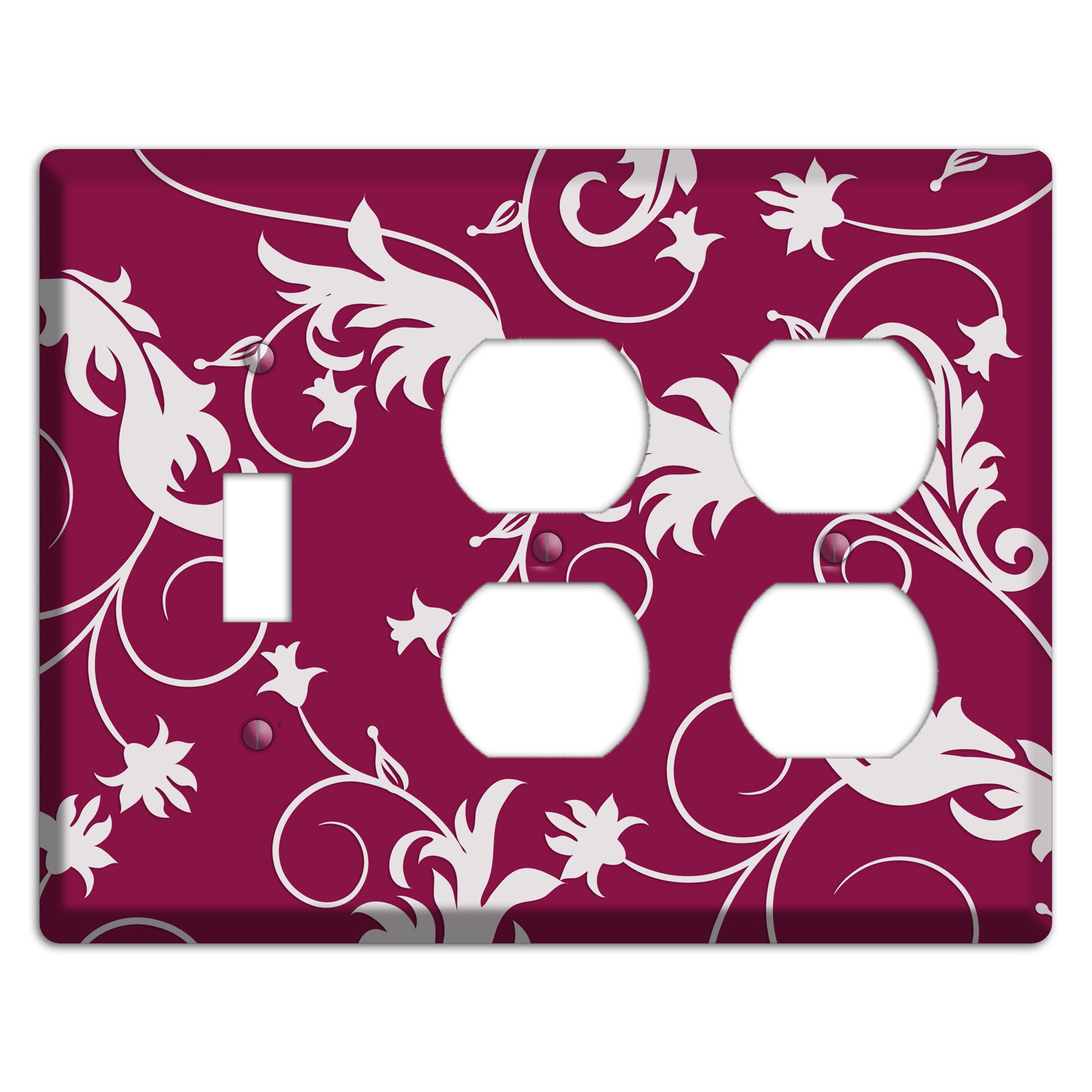 Fuschia Victorian Sprig Toggle / 2 Duplex Wallplate