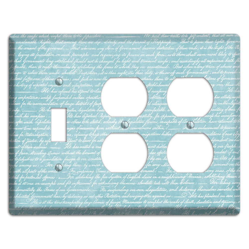 Blue Stained Script Toggle / 2 Duplex Wallplate