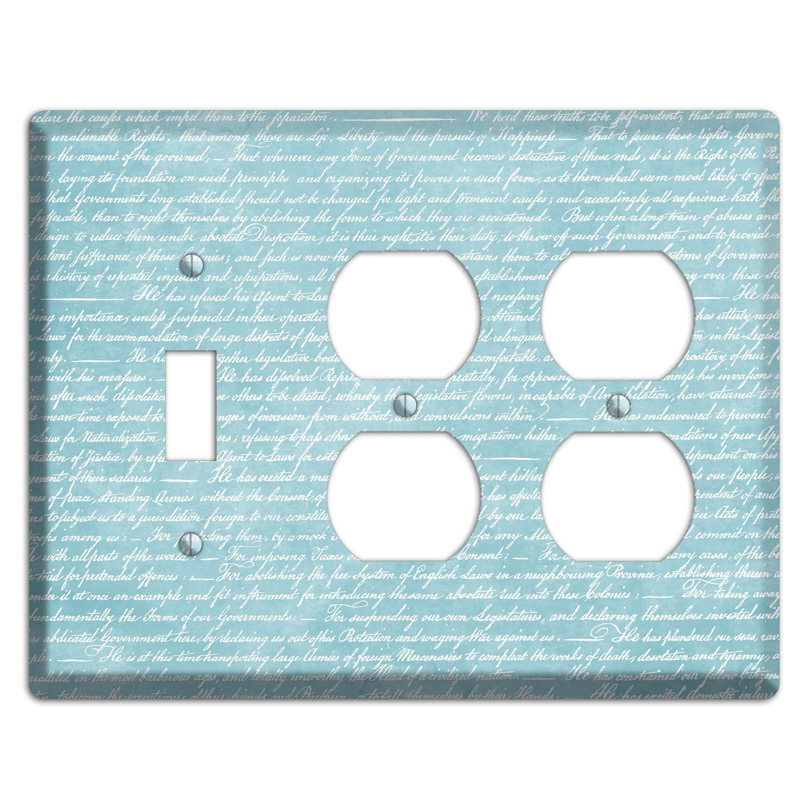 Blue Stained Script Toggle / 2 Duplex Wallplate