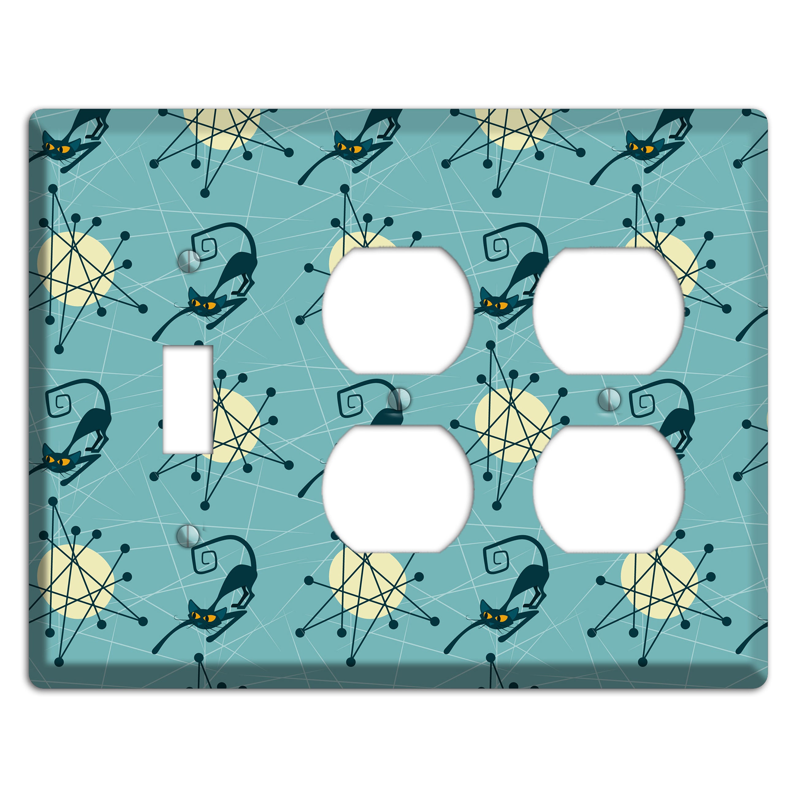 Atomic Black Cats Toggle / 2 Duplex Wallplate