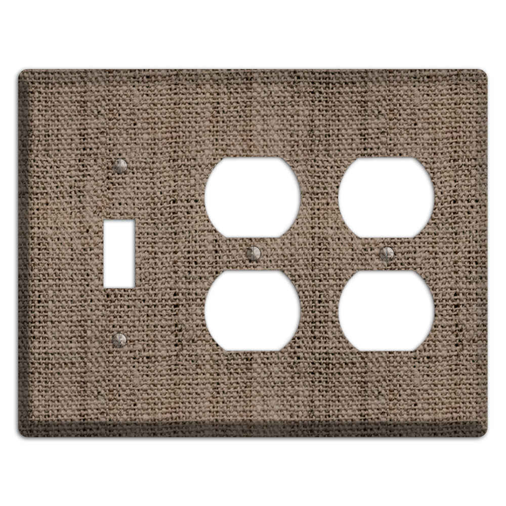 Coffee Burlap Toggle / 2 Duplex Wallplate