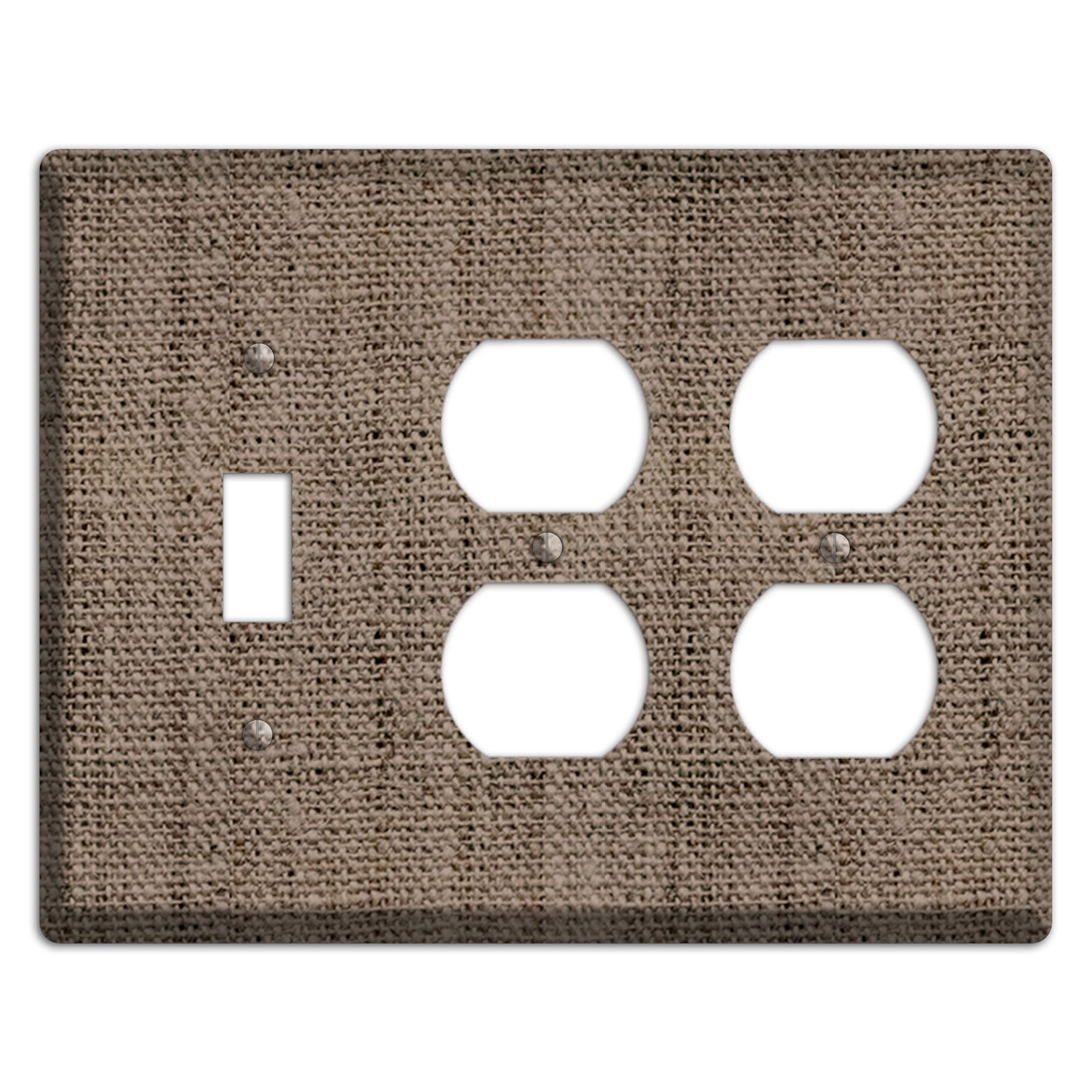 Coffee Burlap Toggle / 2 Duplex Wallplate