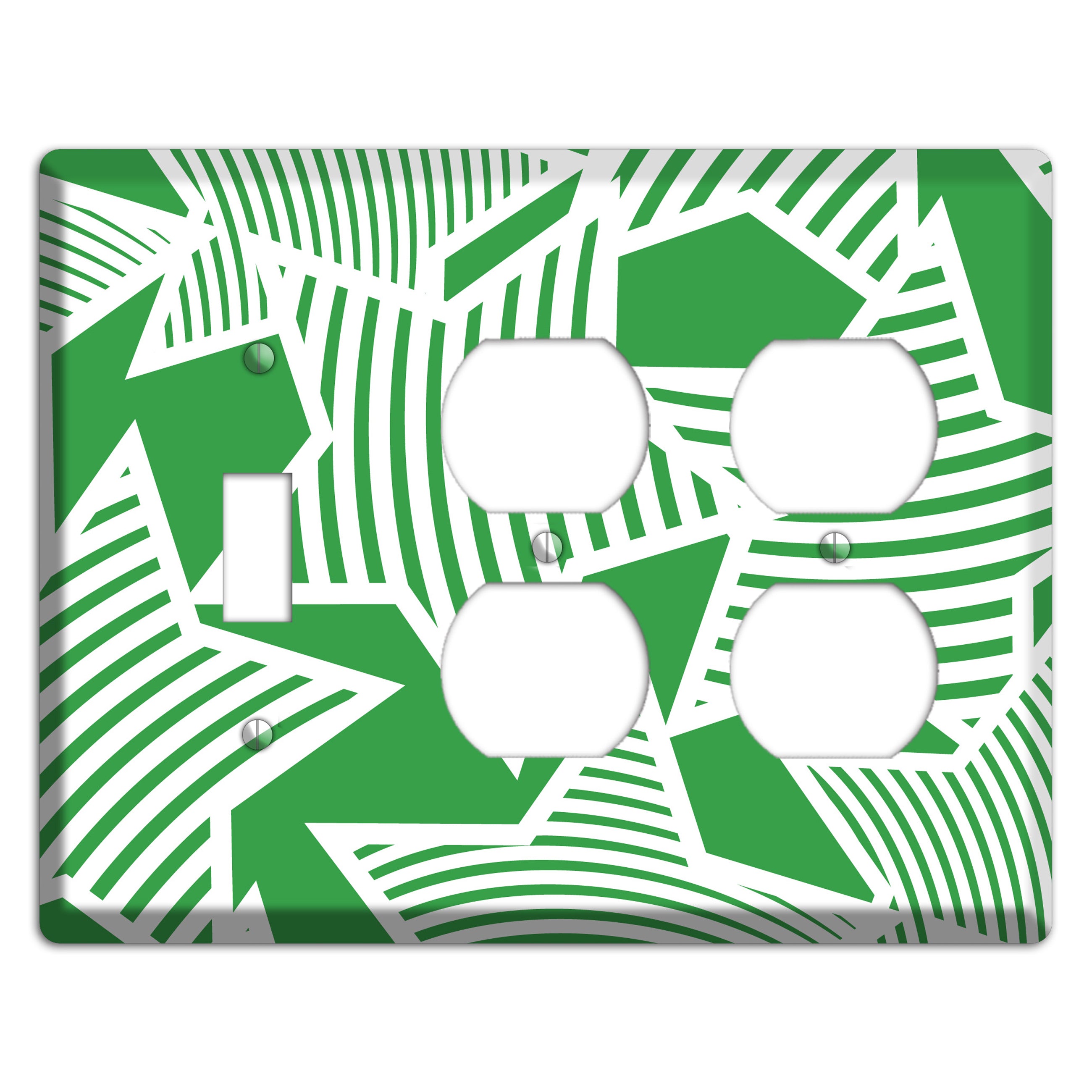 Green with Large White Stars Toggle / 2 Duplex Wallplate