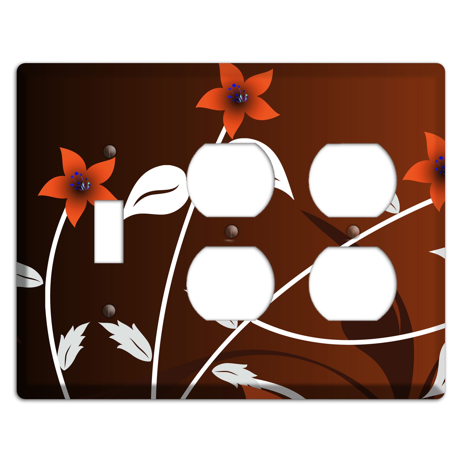 Black and Red Double Sprig Toggle / 2 Duplex Wallplate