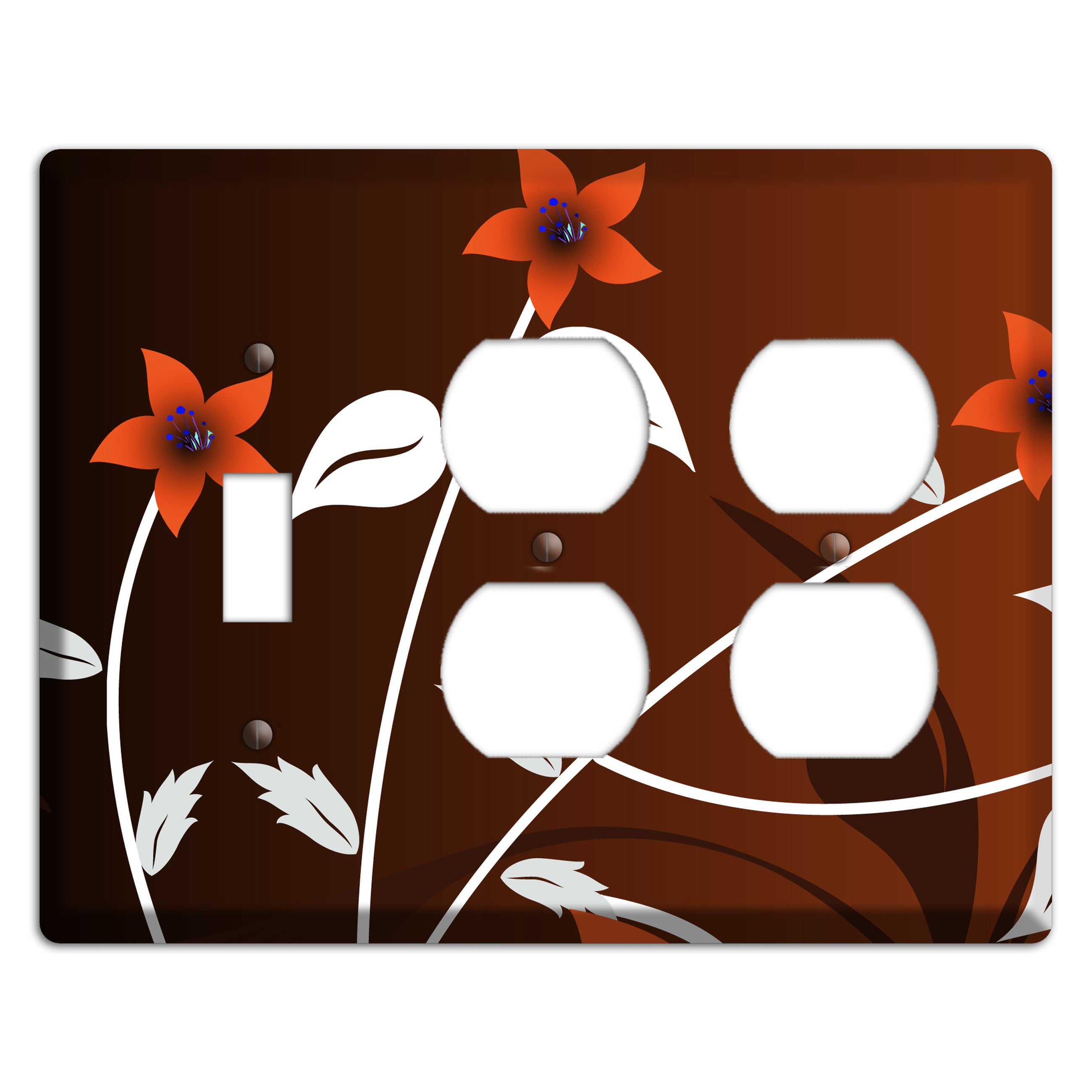 Black and Red Double Sprig Toggle / 2 Duplex Wallplate