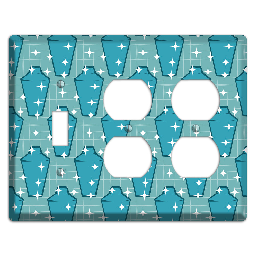 Blue and Teal Shaker Toggle / 2 Duplex Wallplate