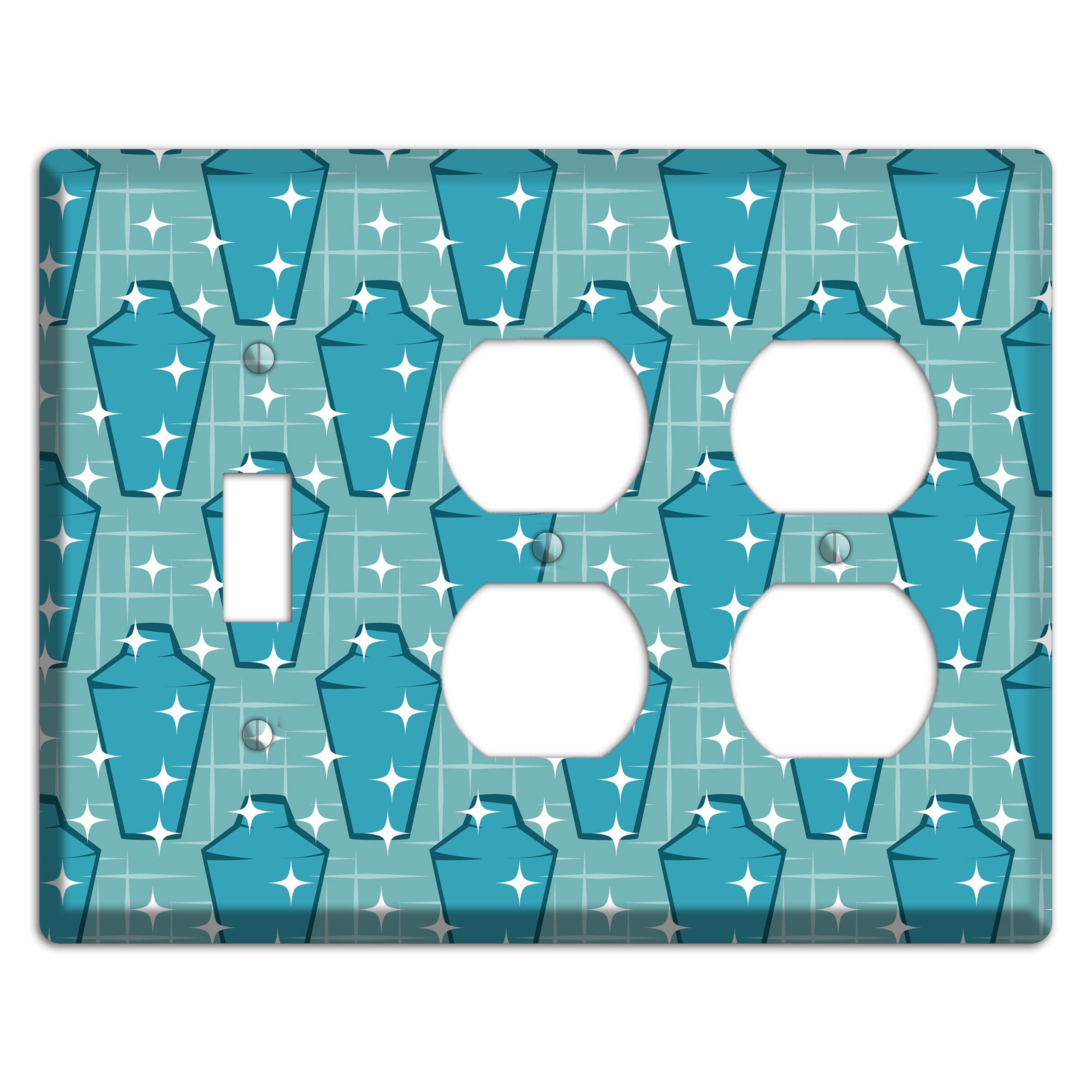 Blue and Teal Shaker Toggle / 2 Duplex Wallplate