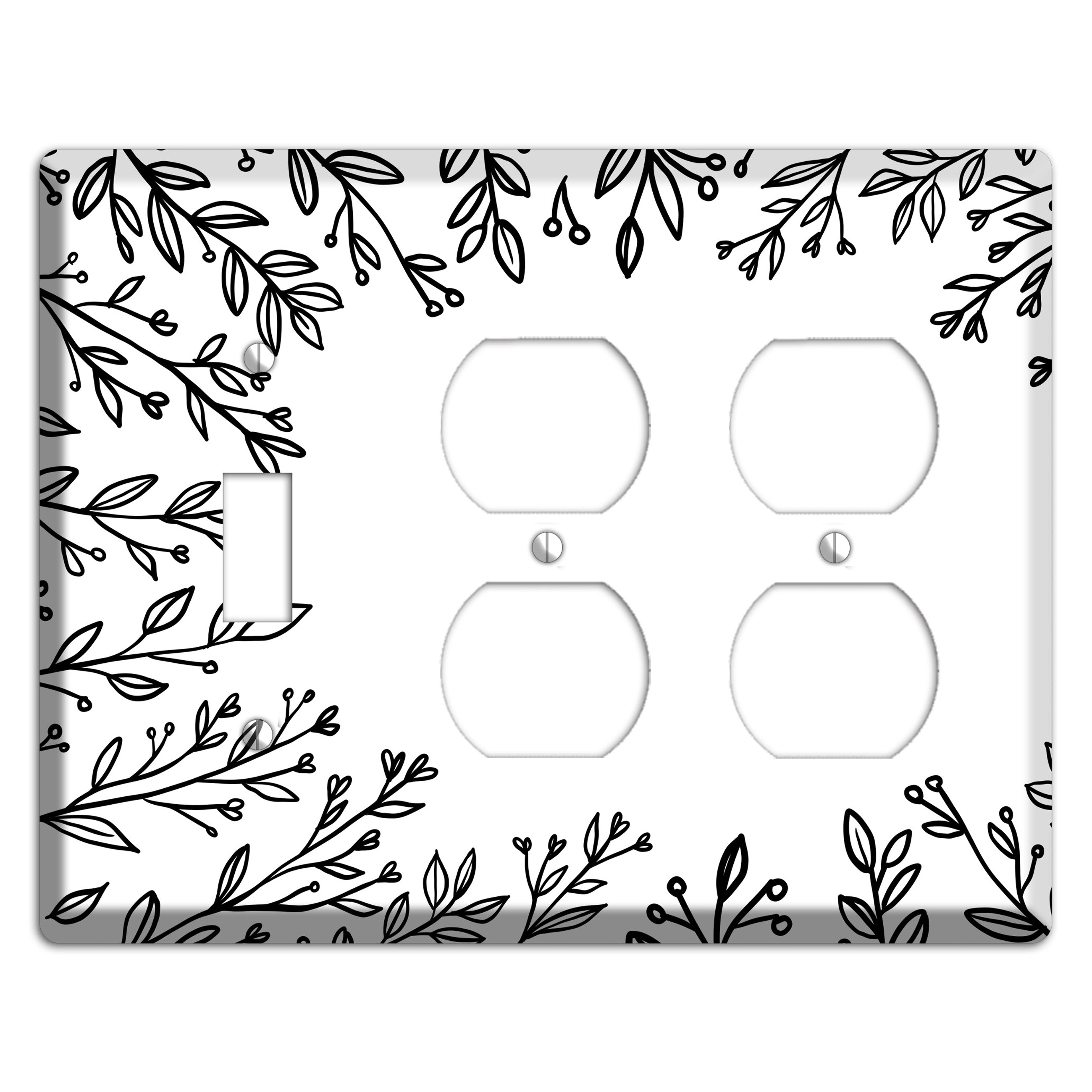 Hand-Drawn Floral 27 Toggle / 2 Duplex Wallplate