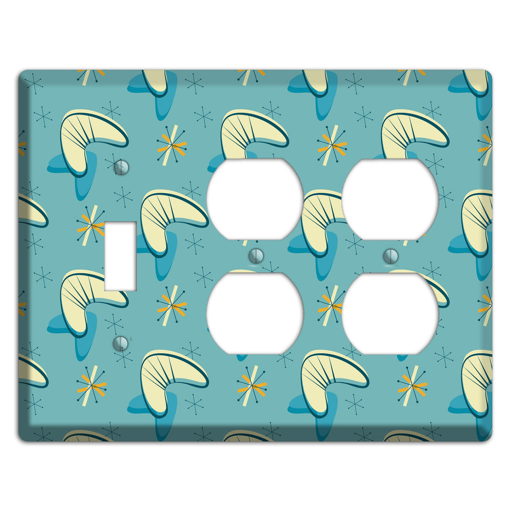 Yellow and Blue Boomerang Toggle / 2 Duplex Wallplate
