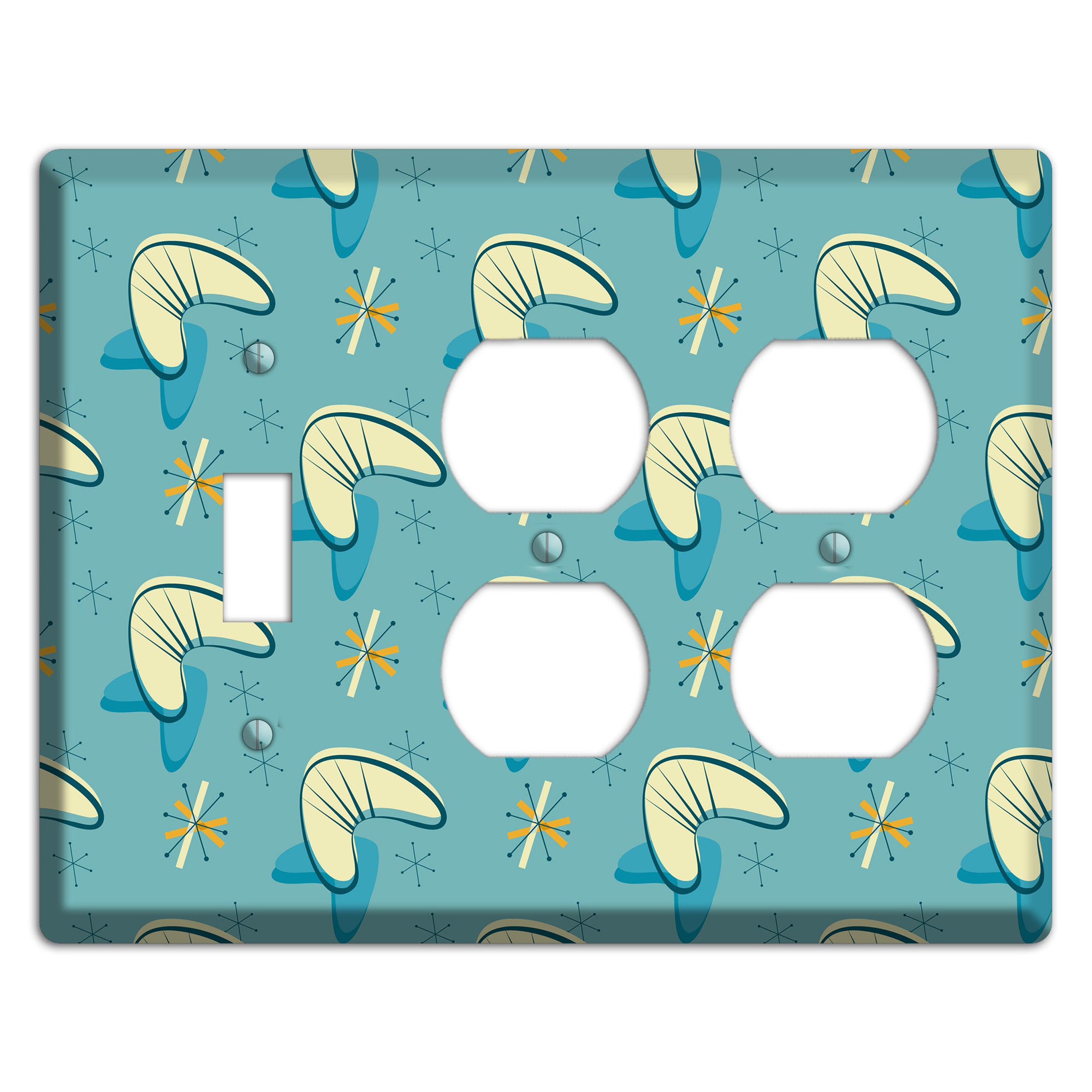 Yellow and Blue Boomerang Toggle / 2 Duplex Wallplate