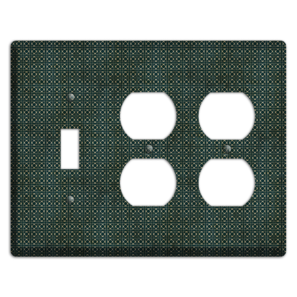 Dark Green Grunge Tiny Tiled Tapestry 5 Toggle / 2 Duplex Wallplate
