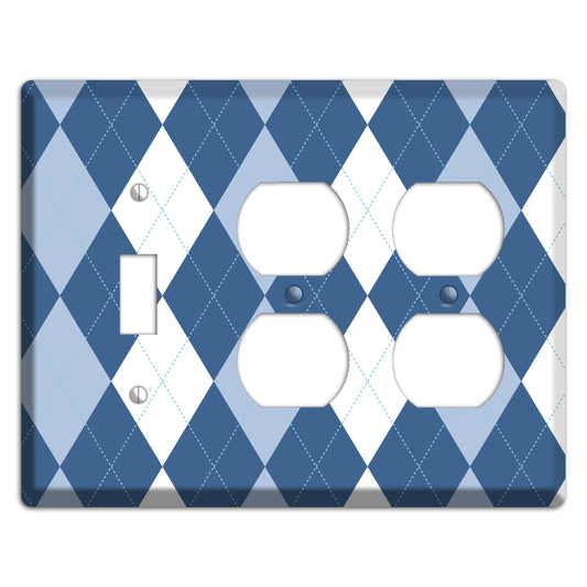 Blue Argyle Toggle / 2 Duplex Wallplate