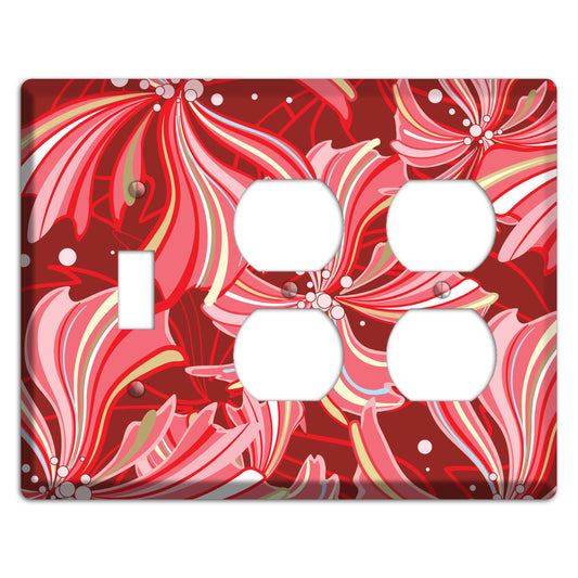 Red Deco Blossoms Toggle / 2 Duplex Wallplate