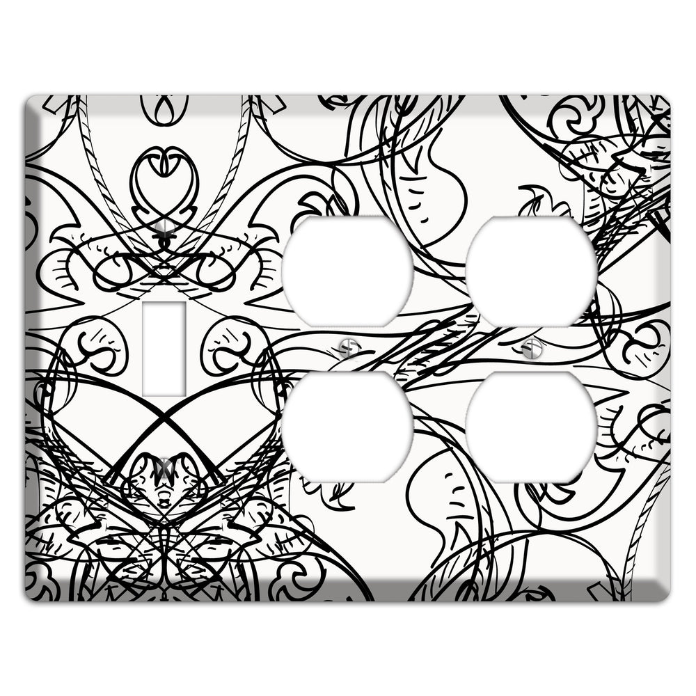 White Deco Sketch Toggle / 2 Duplex Wallplate