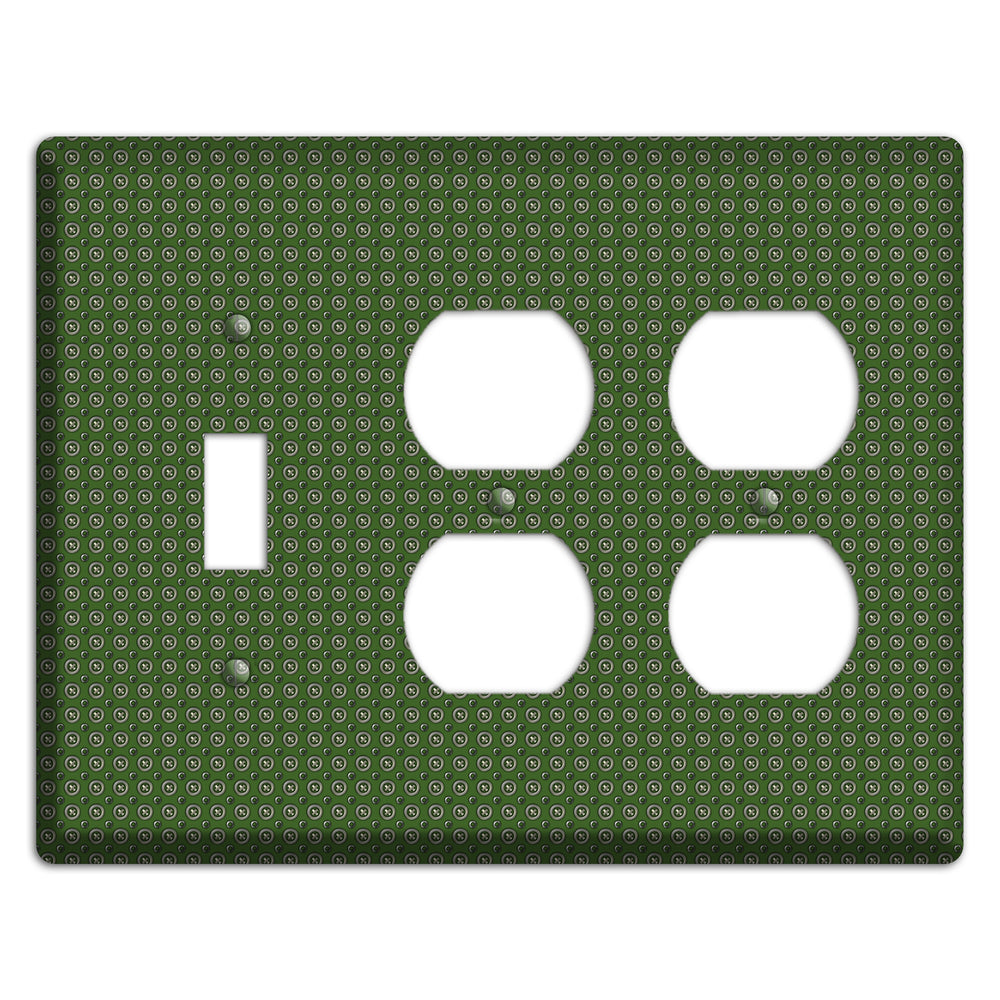 Green Concentric Dots Toggle / 2 Duplex Wallplate
