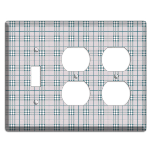 Multi Grey Plaid Toggle / 2 Duplex Wallplate
