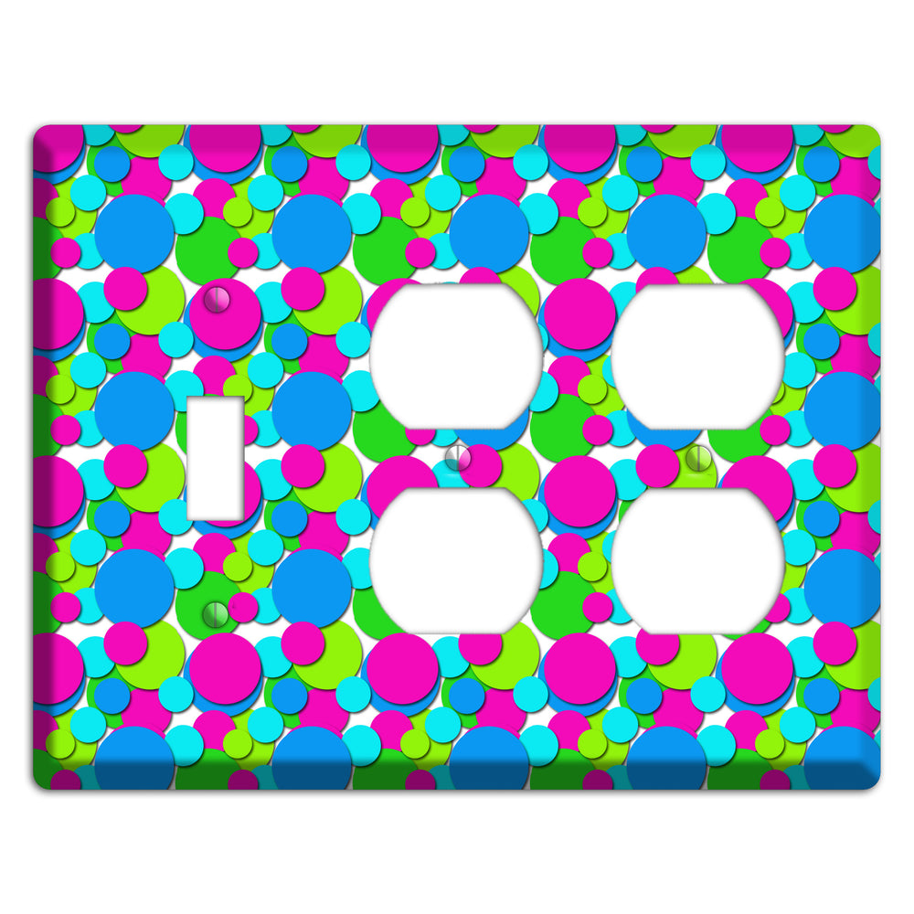 Fuschia Lime Blue Bubble Dots Toggle / 2 Duplex Wallplate