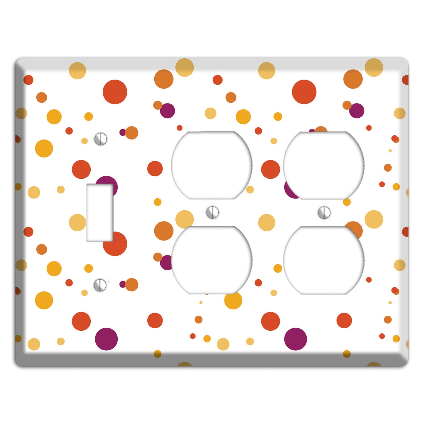 White with Multi Red and Umber Small Dots Toggle / 2 Duplex Wallplate
