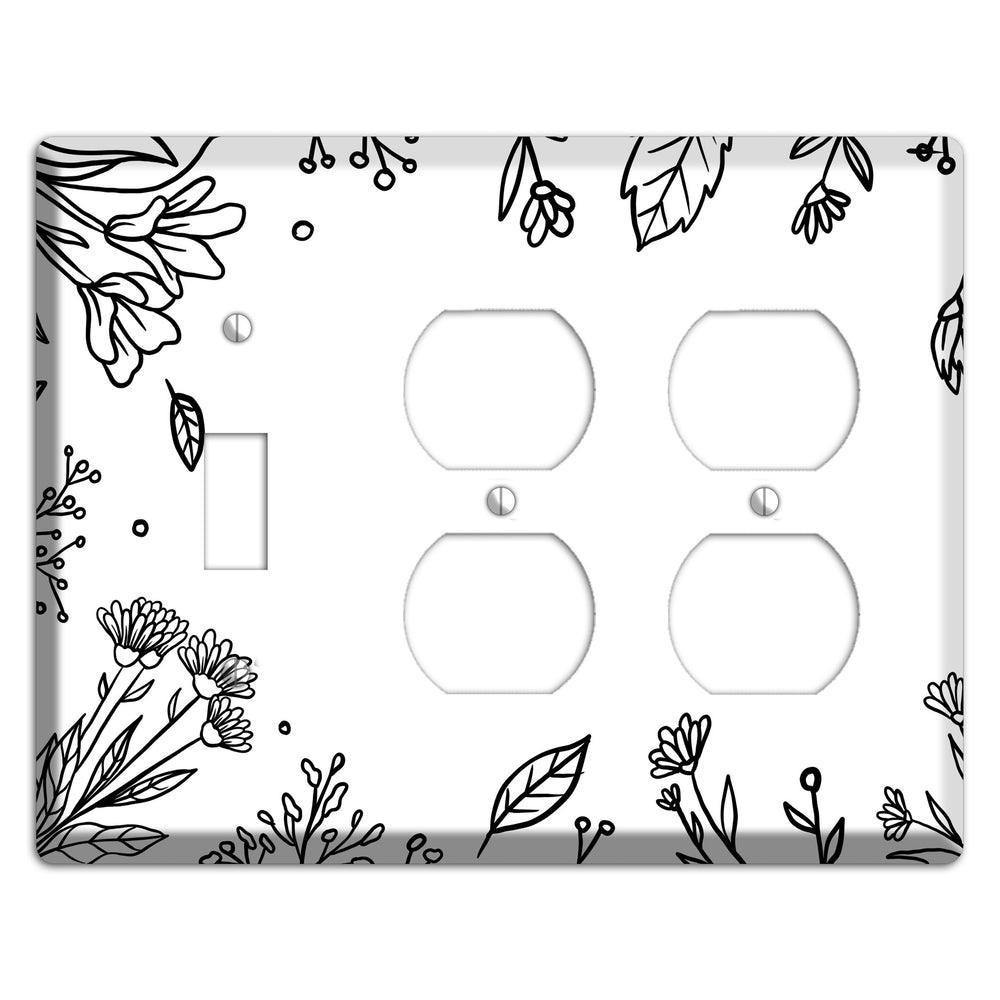 Hand-Drawn Floral 30 Toggle / 2 Duplex Wallplate