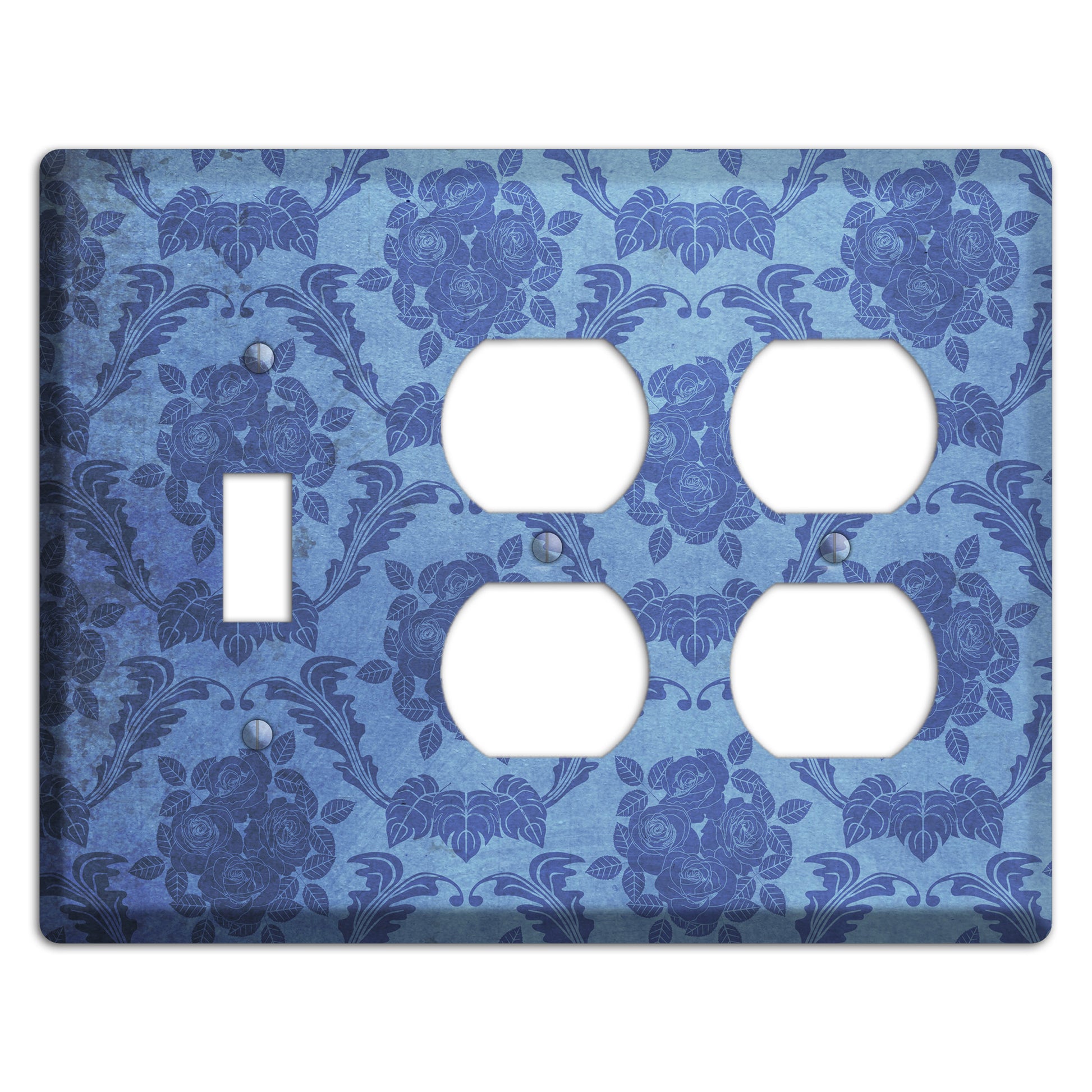 Polo Blue Vintage Rose Damask Toggle / 2 Duplex Wallplate