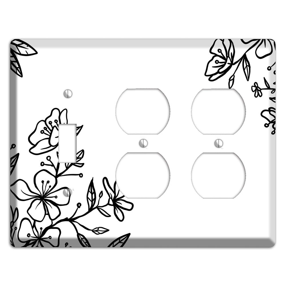 Hand-Drawn Floral 18 Toggle / 2 Duplex Wallplate