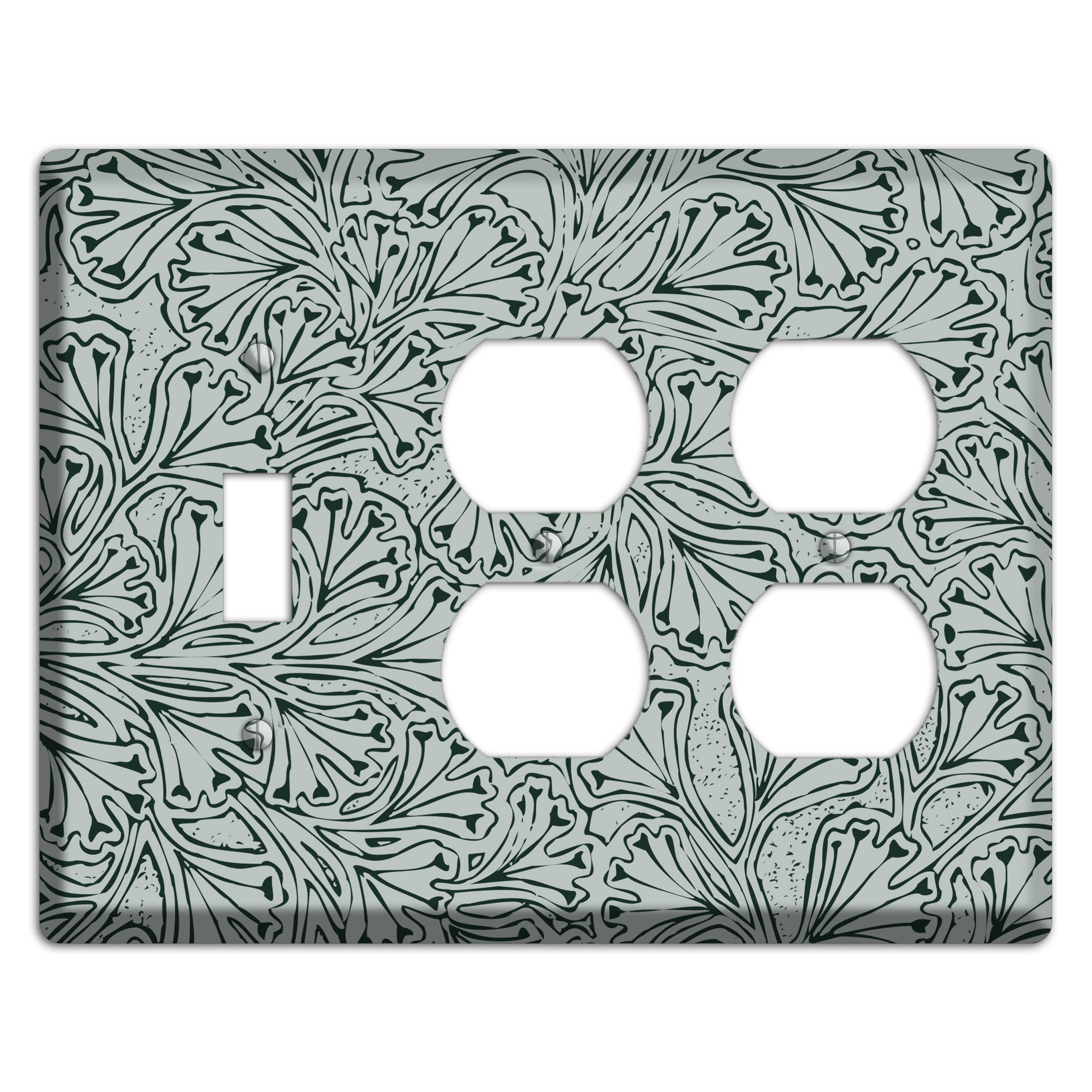 Deco Grey Interlocking Floral Toggle / 2 Duplex Wallplate