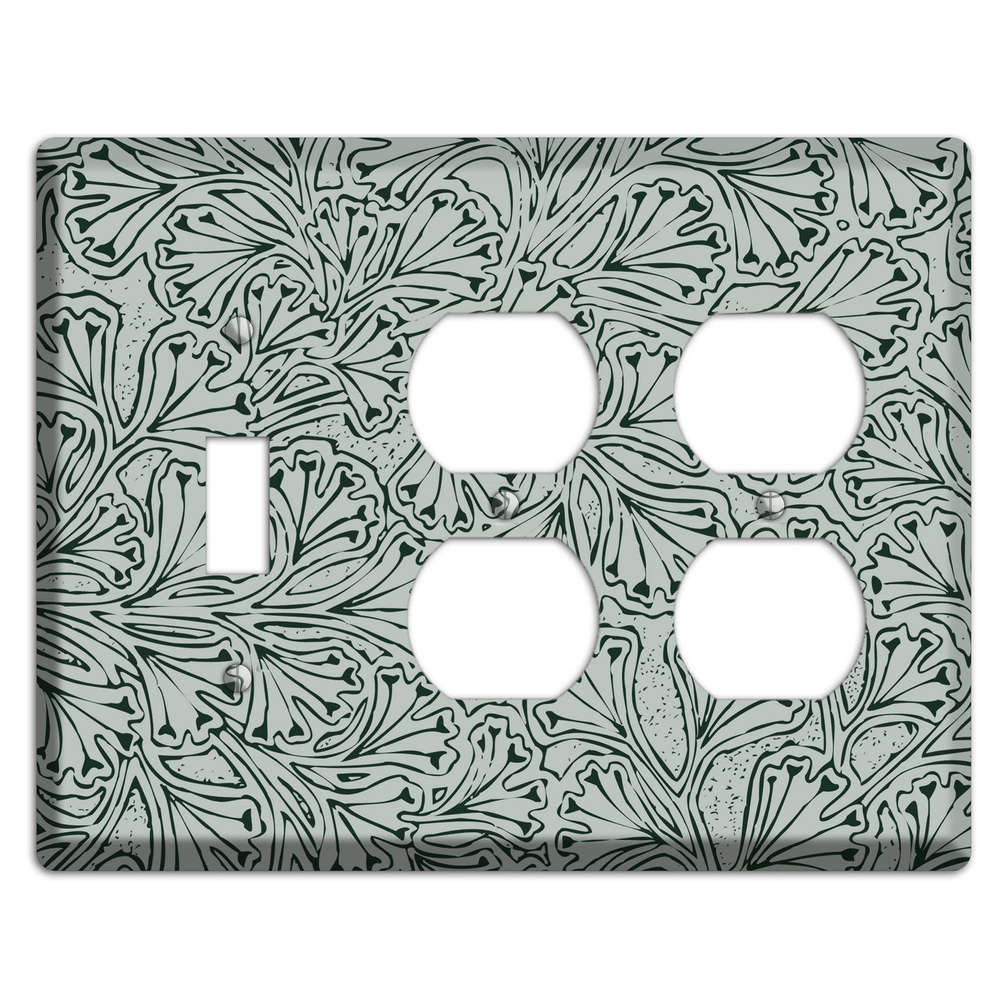 Deco Grey Interlocking Floral Toggle / 2 Duplex Wallplate