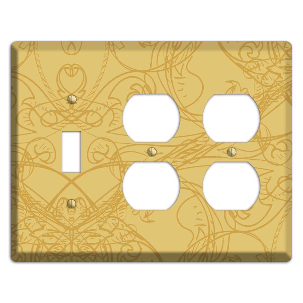 Beige Deco Sketch Toggle / 2 Duplex Wallplate