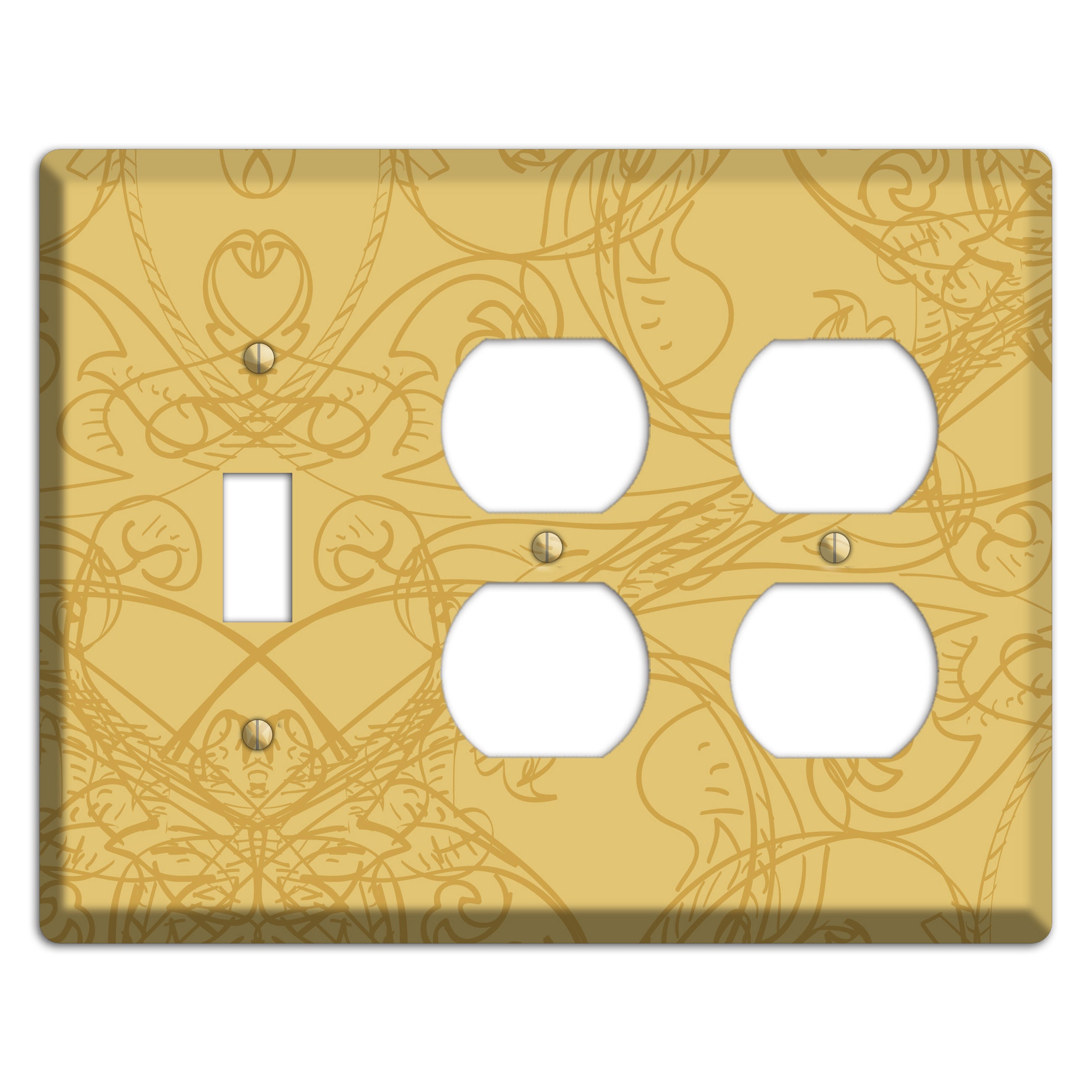 Beige Deco Sketch Toggle / 2 Duplex Wallplate